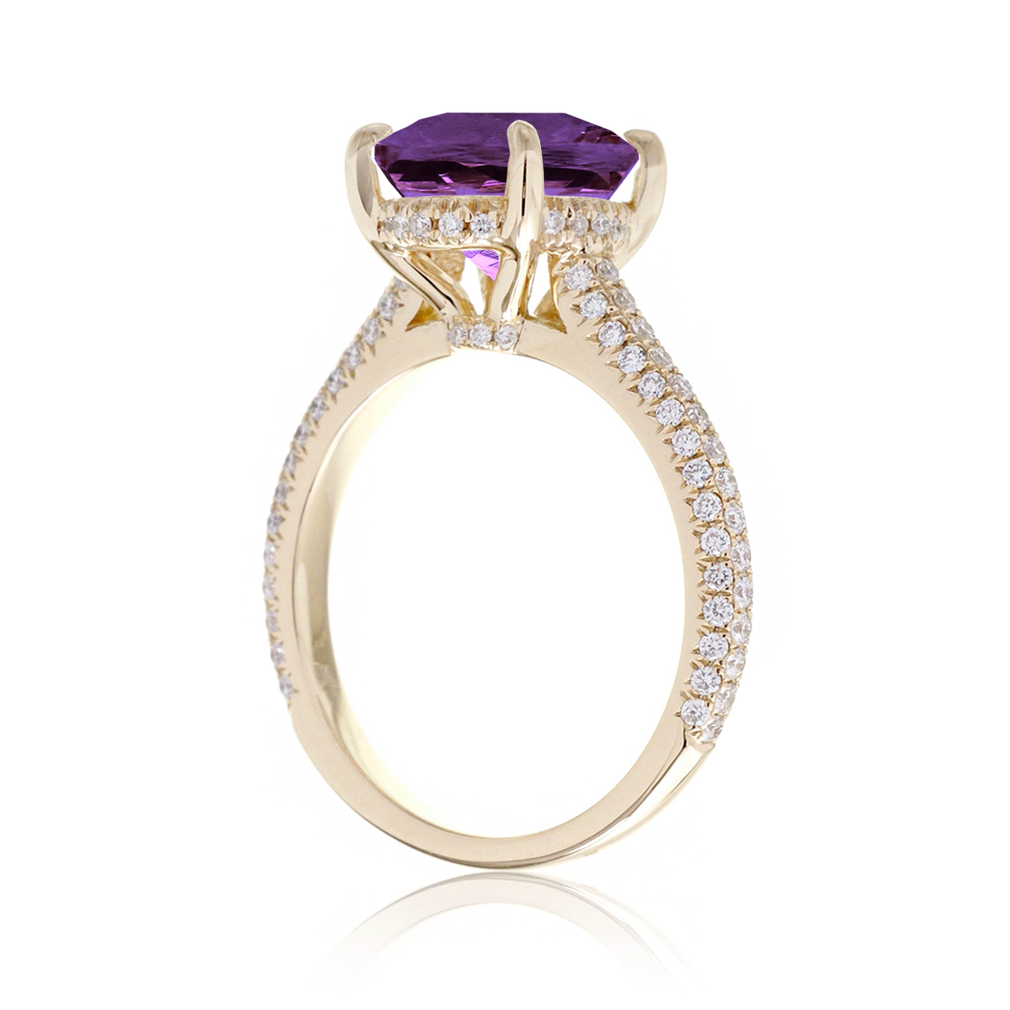 Natural Amethyst Engagement Ring or Lab-Grown Purple Sapphire Option