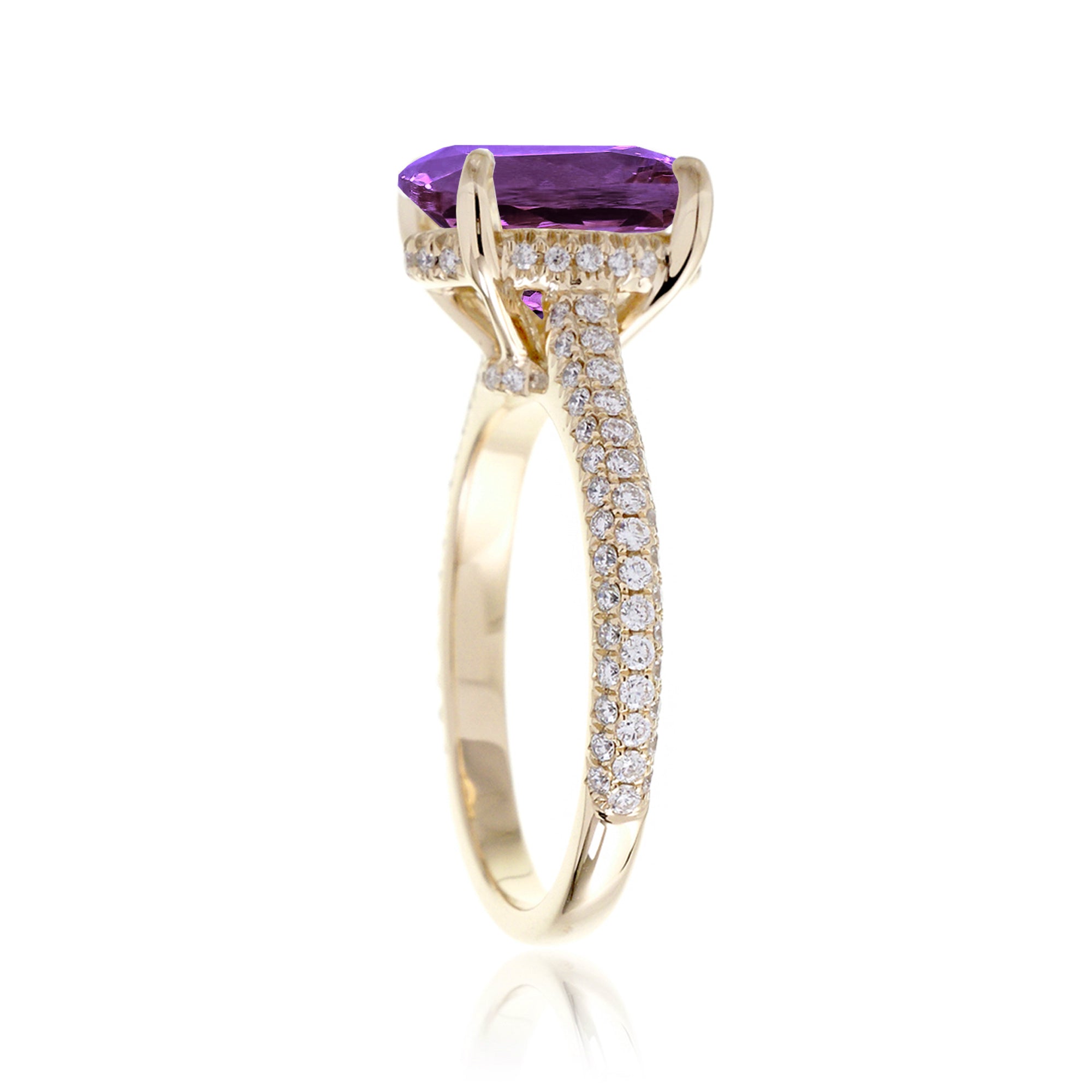 Natural Amethyst Engagement Ring or Lab-Grown Purple Sapphire Option