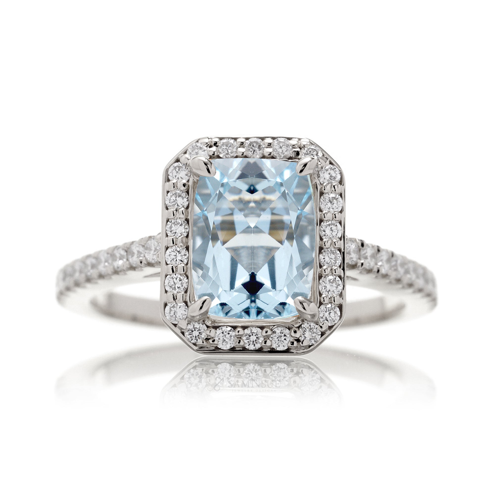 The Steffy Cushion Aquamarine Ring