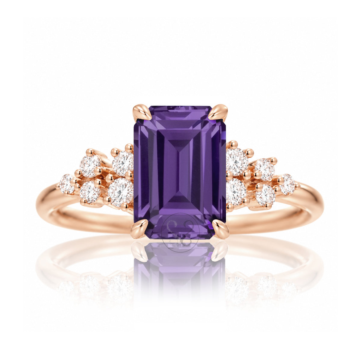 The Stella Emerald Cut Amethyst Ring