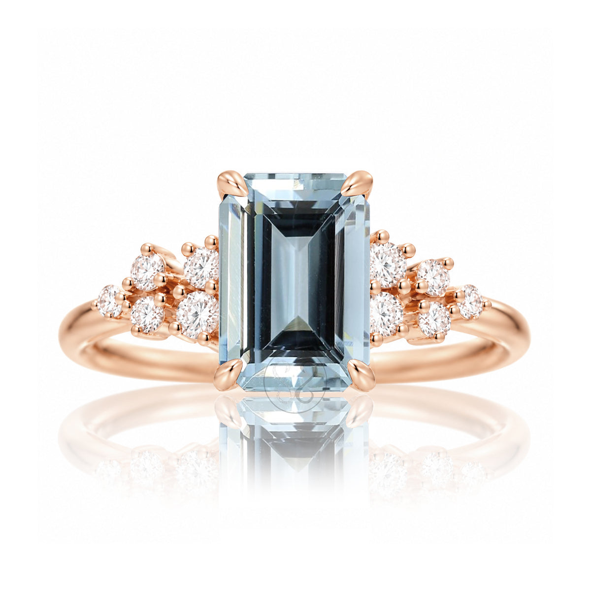 The Stella Emerald Cut Aquamarine Ring