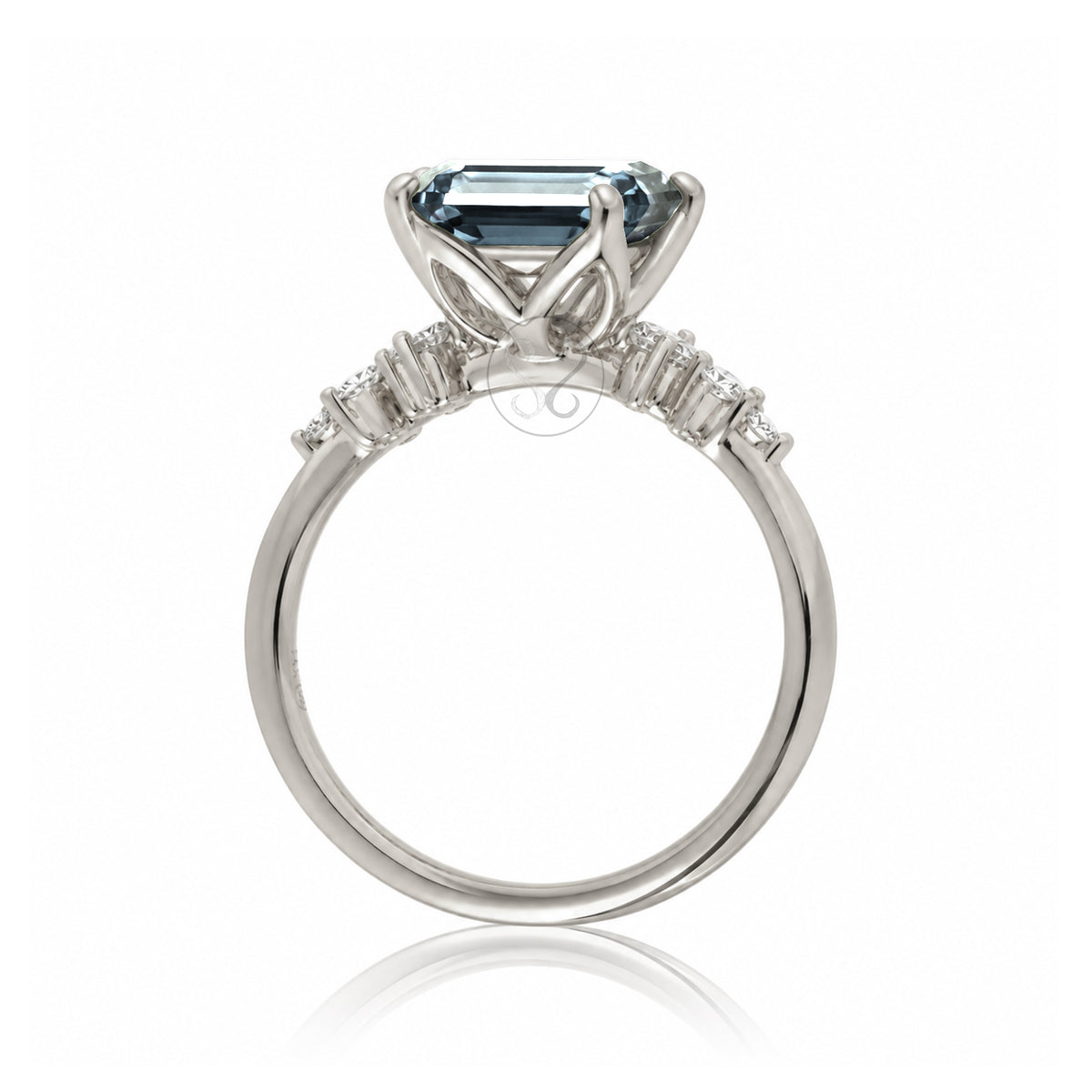 The Stella Emerald Cut Aquamarine Ring