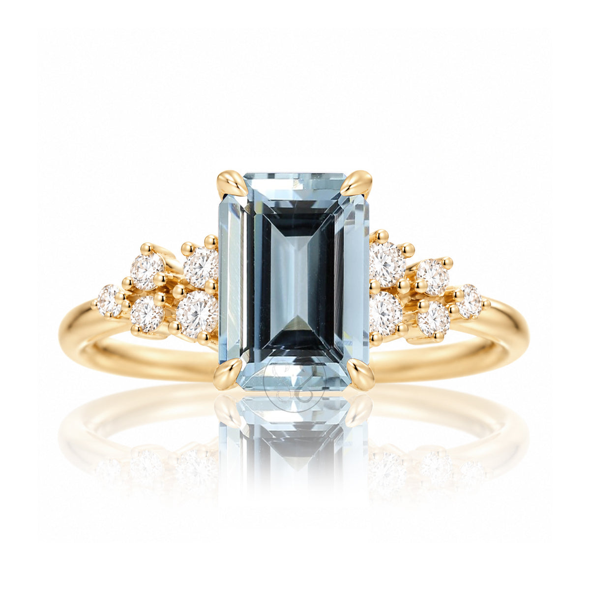 The Stella Emerald Cut Aquamarine Ring