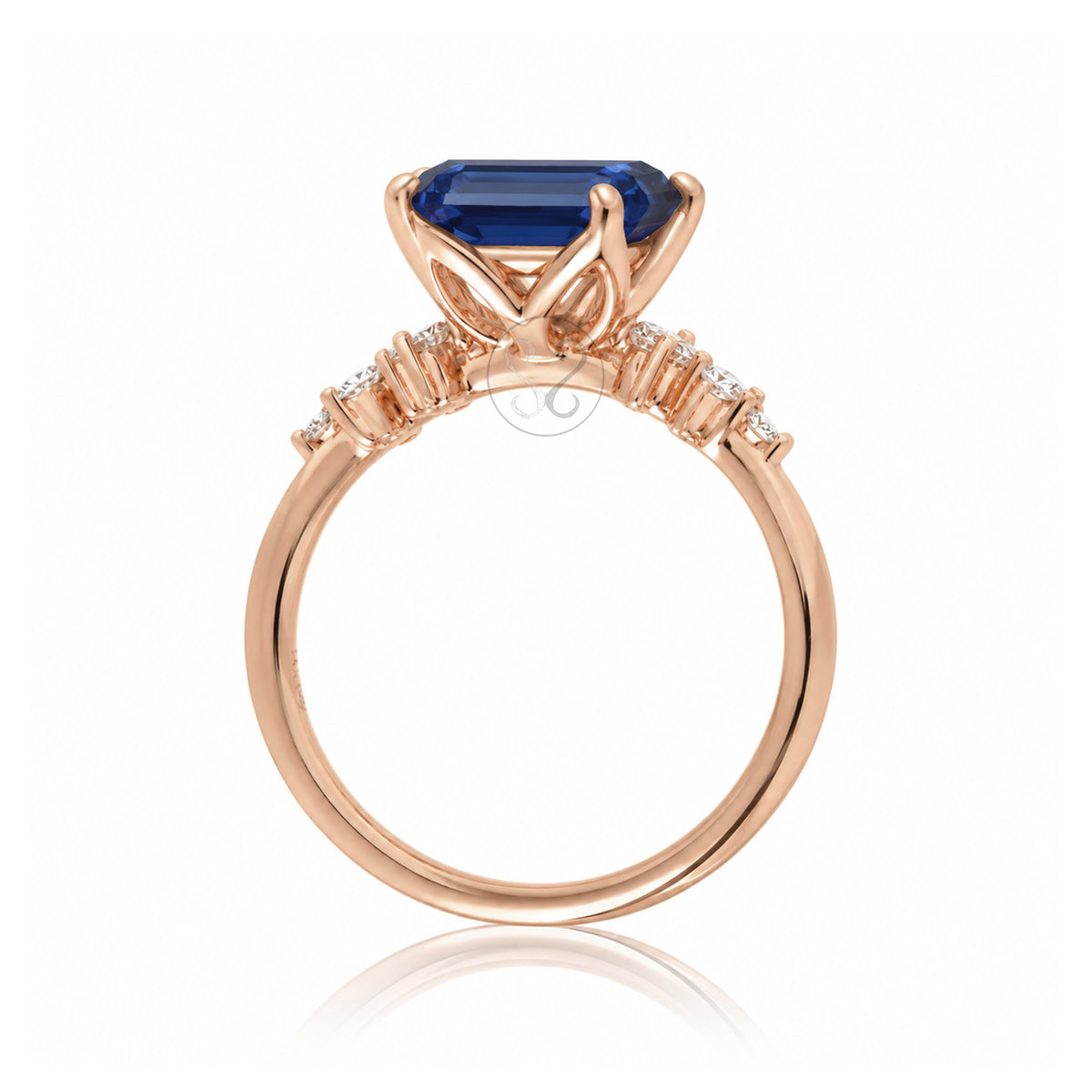 The Stella Emerald Cut Blue Sapphire Ring