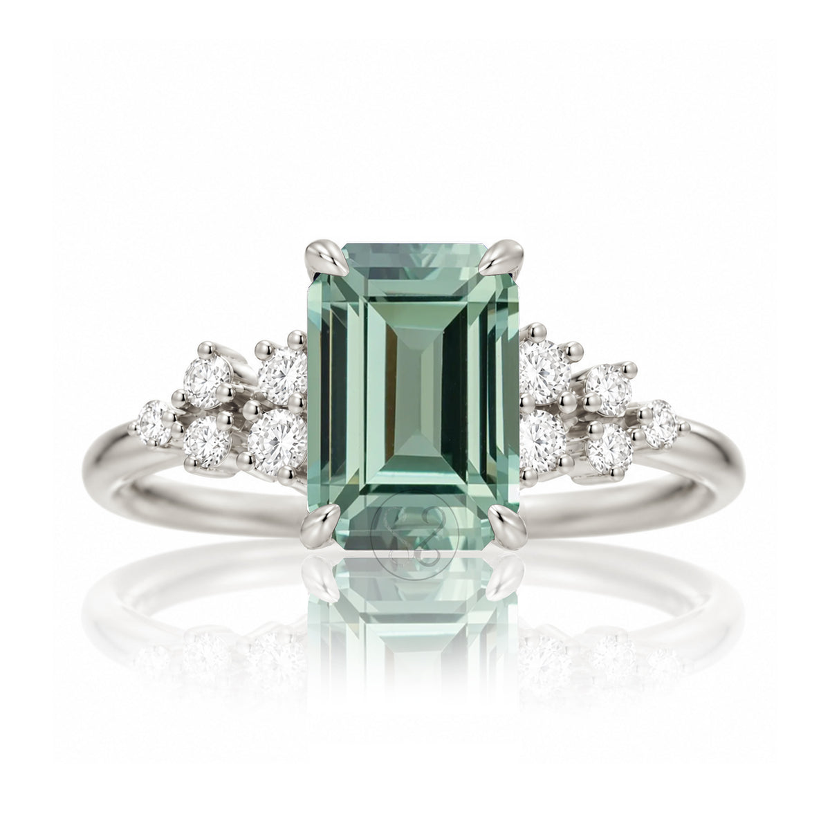 The Stella Emerald Cut Green Sapphire Ring