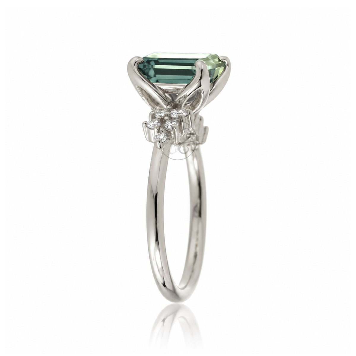 The Stella Emerald Cut Green Sapphire Ring