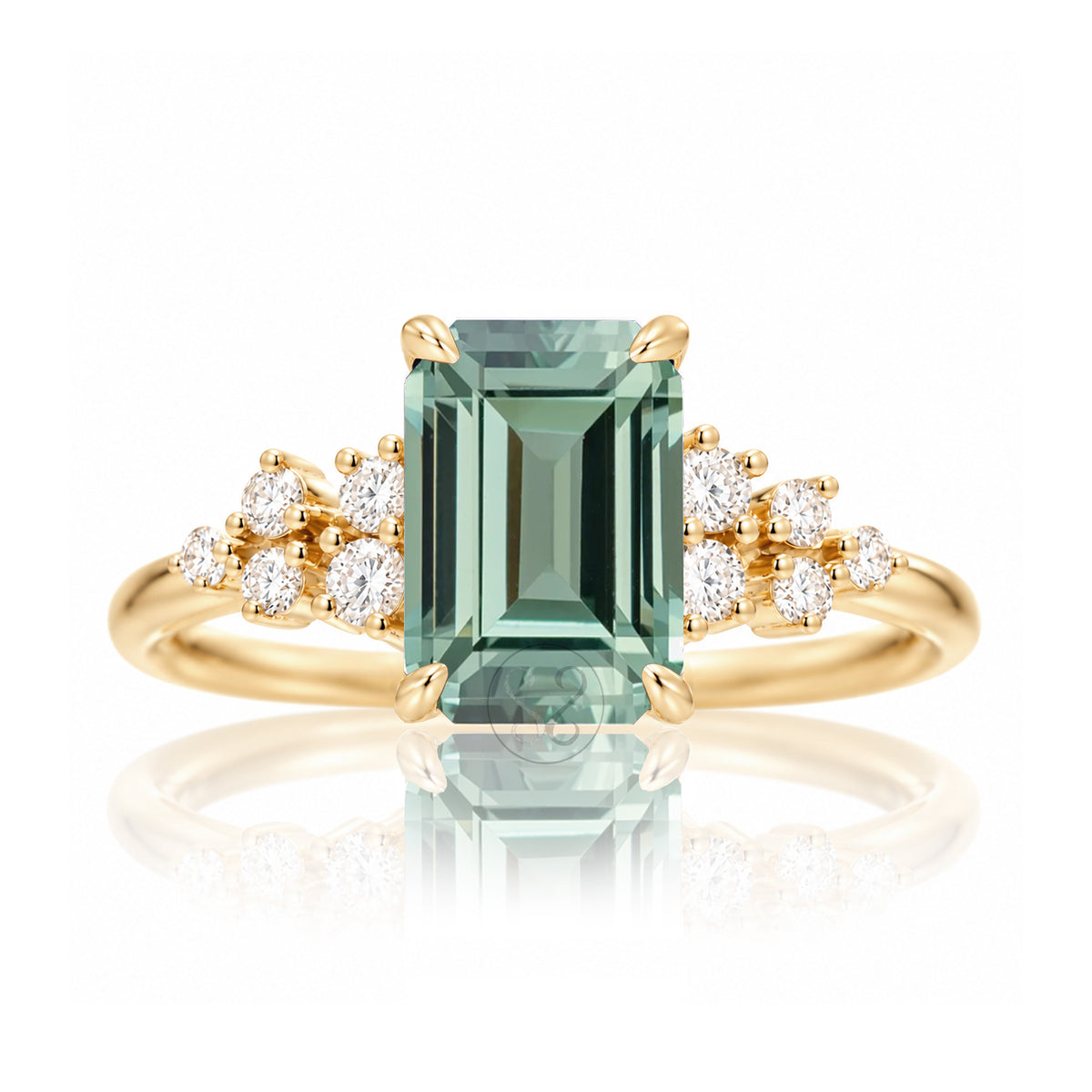 The Stella Emerald Cut Green Sapphire Ring