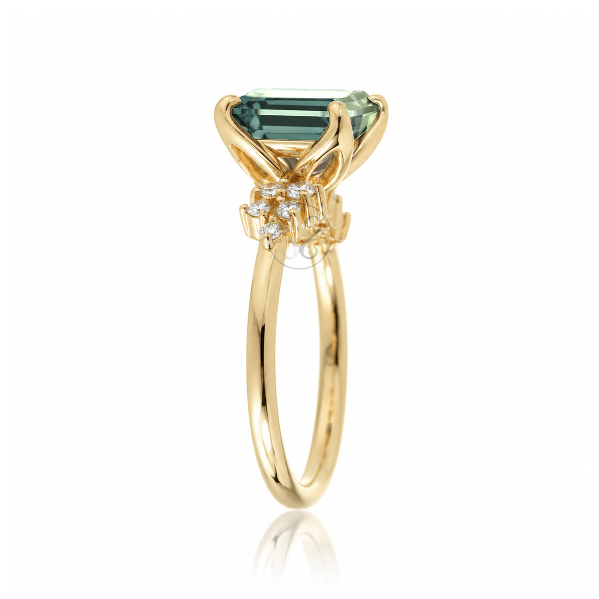 The Stella Emerald Cut Green Sapphire Ring