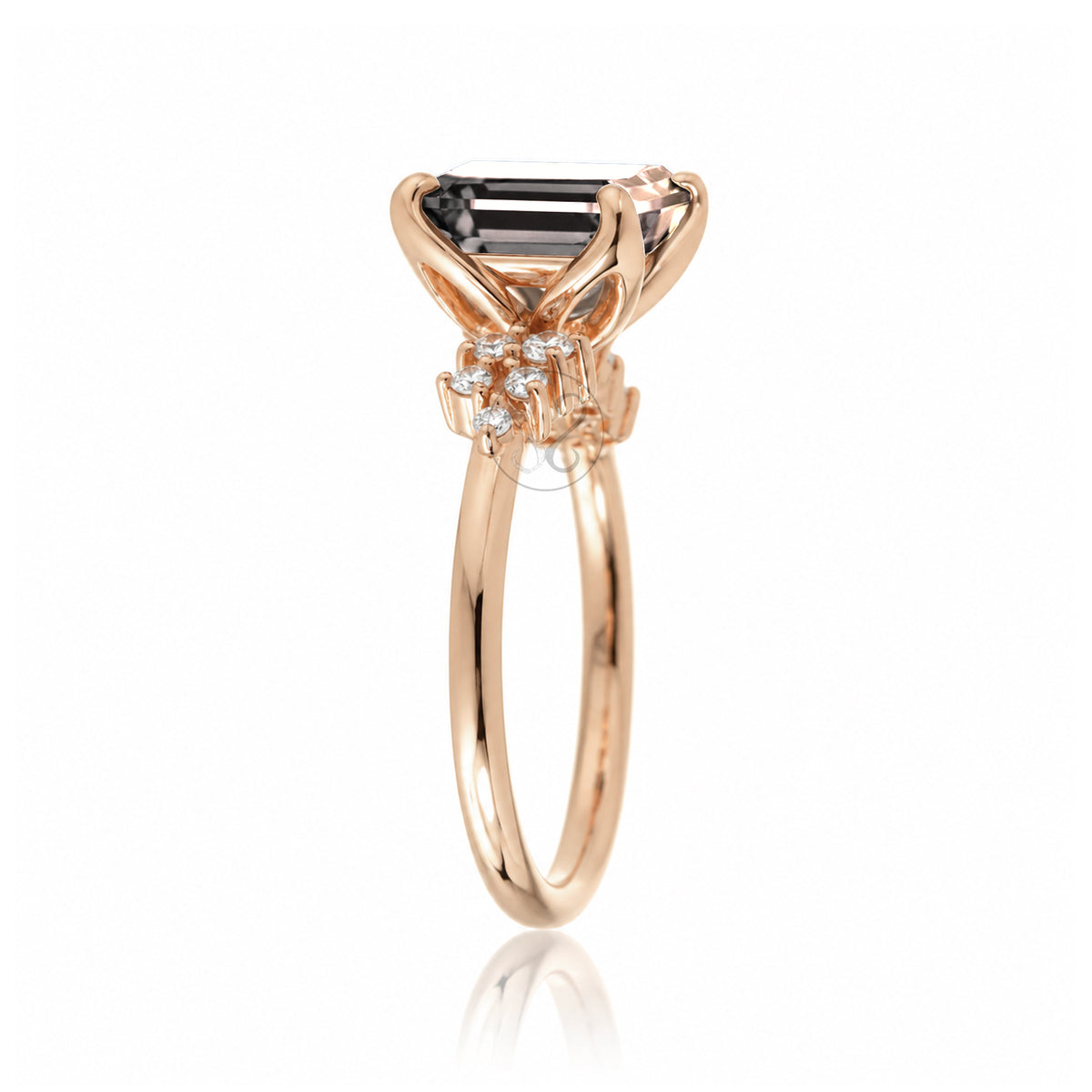 The Stella Emerald Cut Morganite Ring