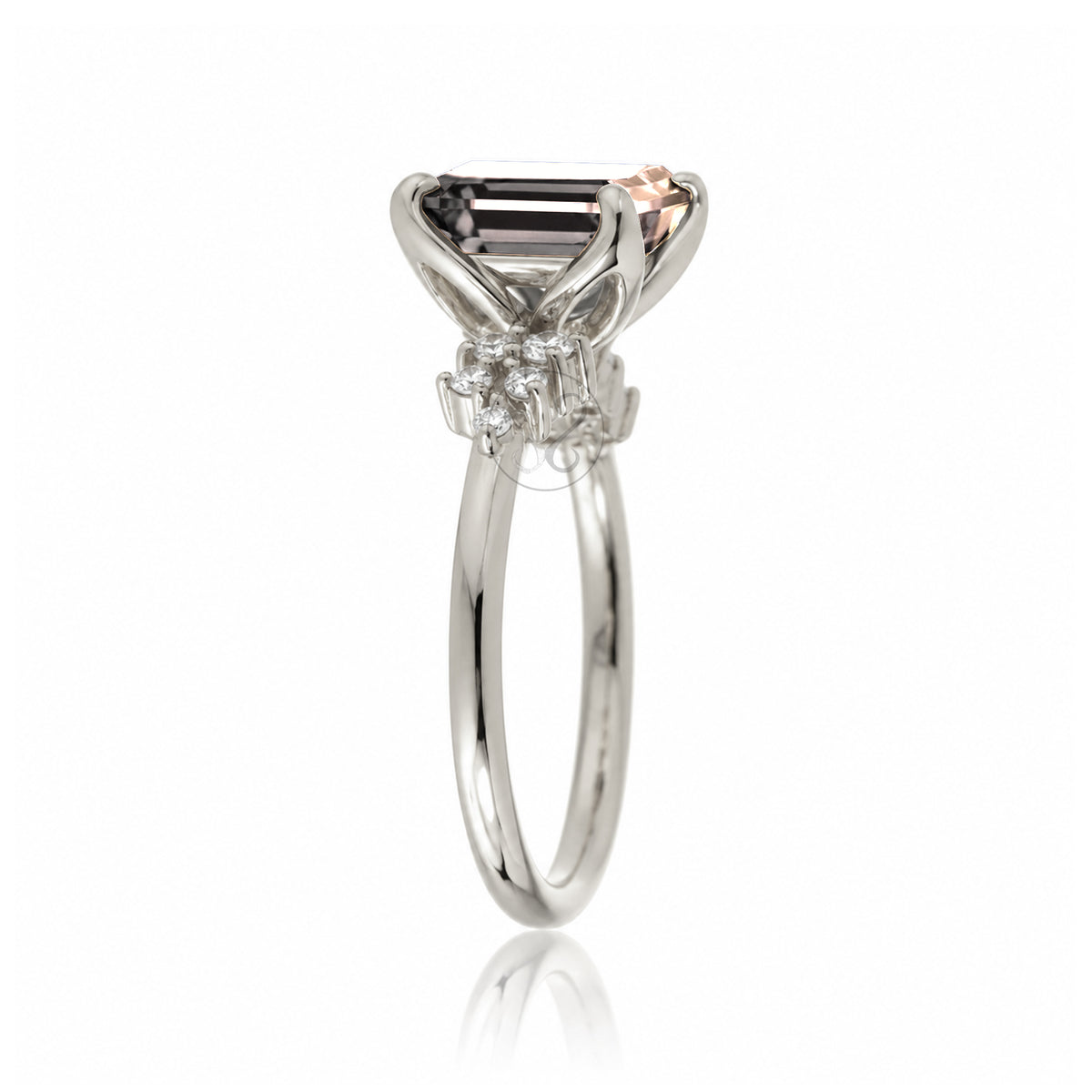 The Stella Emerald Cut Morganite Ring