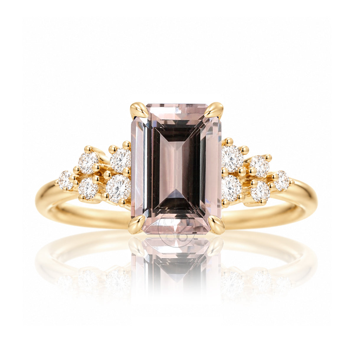 The Stella Emerald Cut Morganite Ring