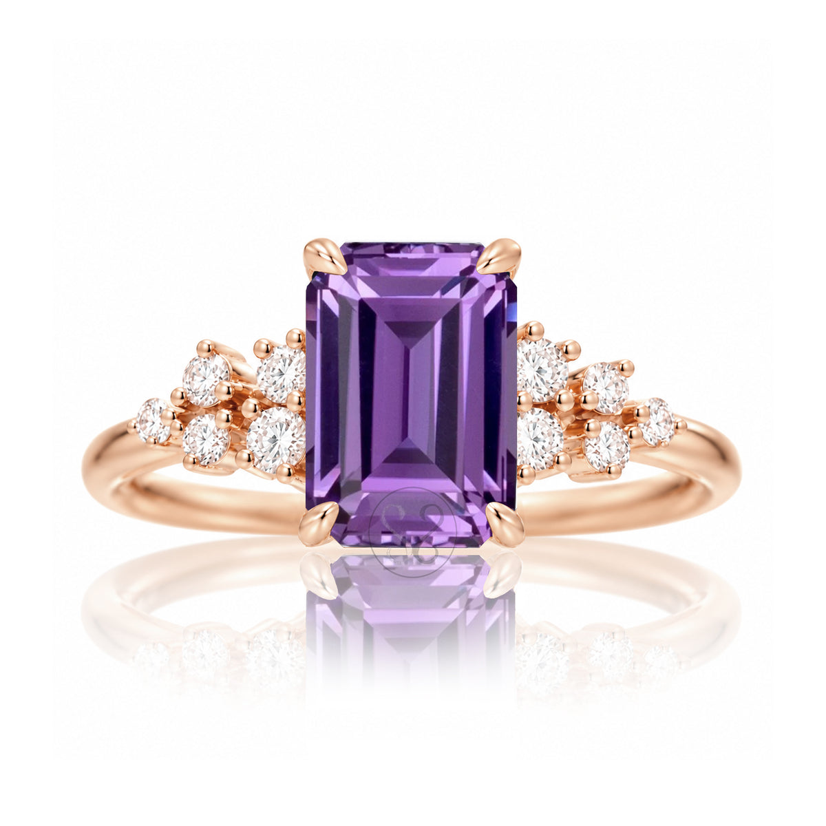 The Stella Emerald Cut Amethyst Ring