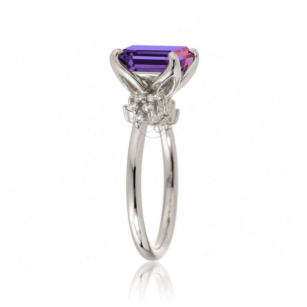 The Stella Emerald Cut Amethyst Ring
