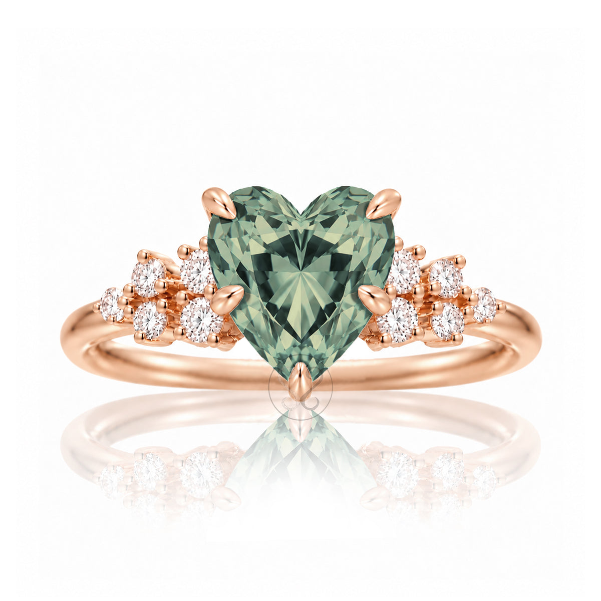 The Stella Heart Green Sapphire Ring