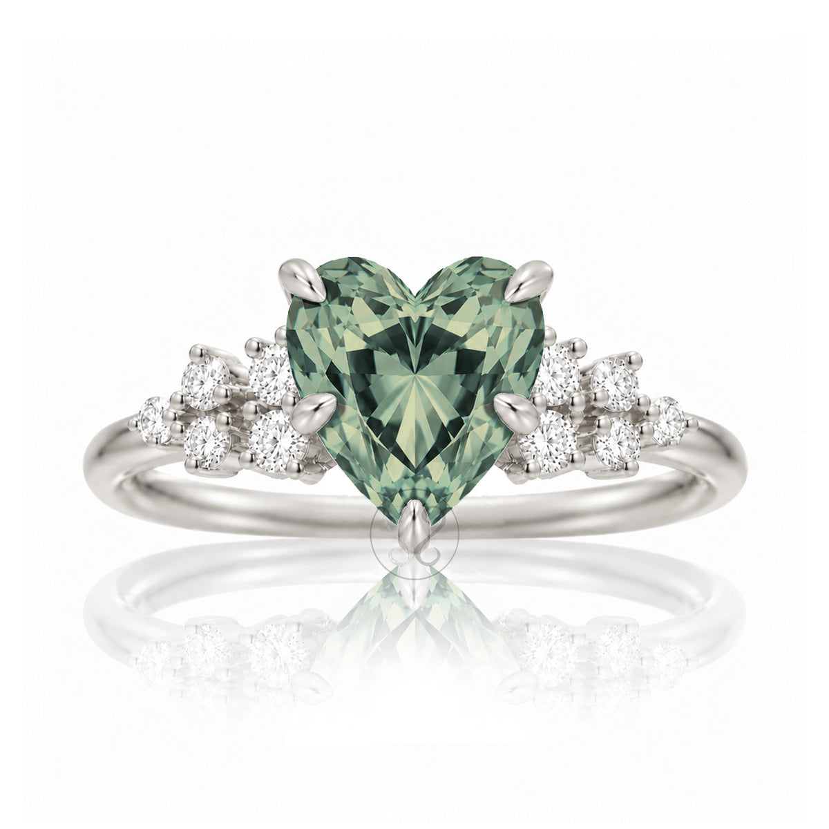 The Stella Heart Green Sapphire Ring
