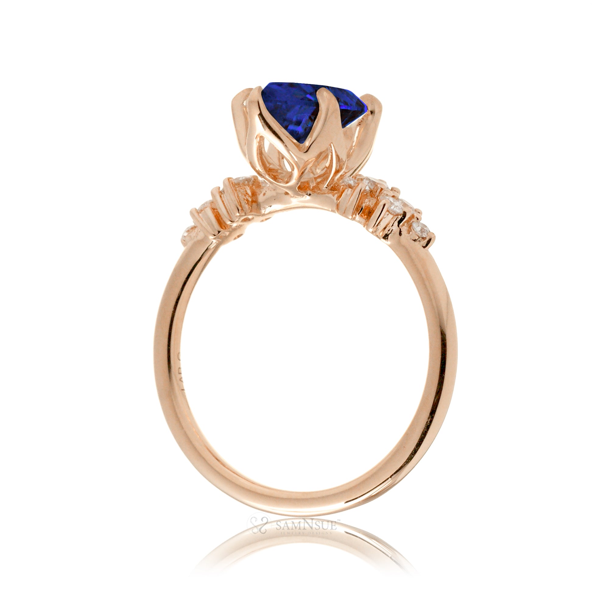 The Stella Marquise Cut Blue Sapphire And Diamond Ring