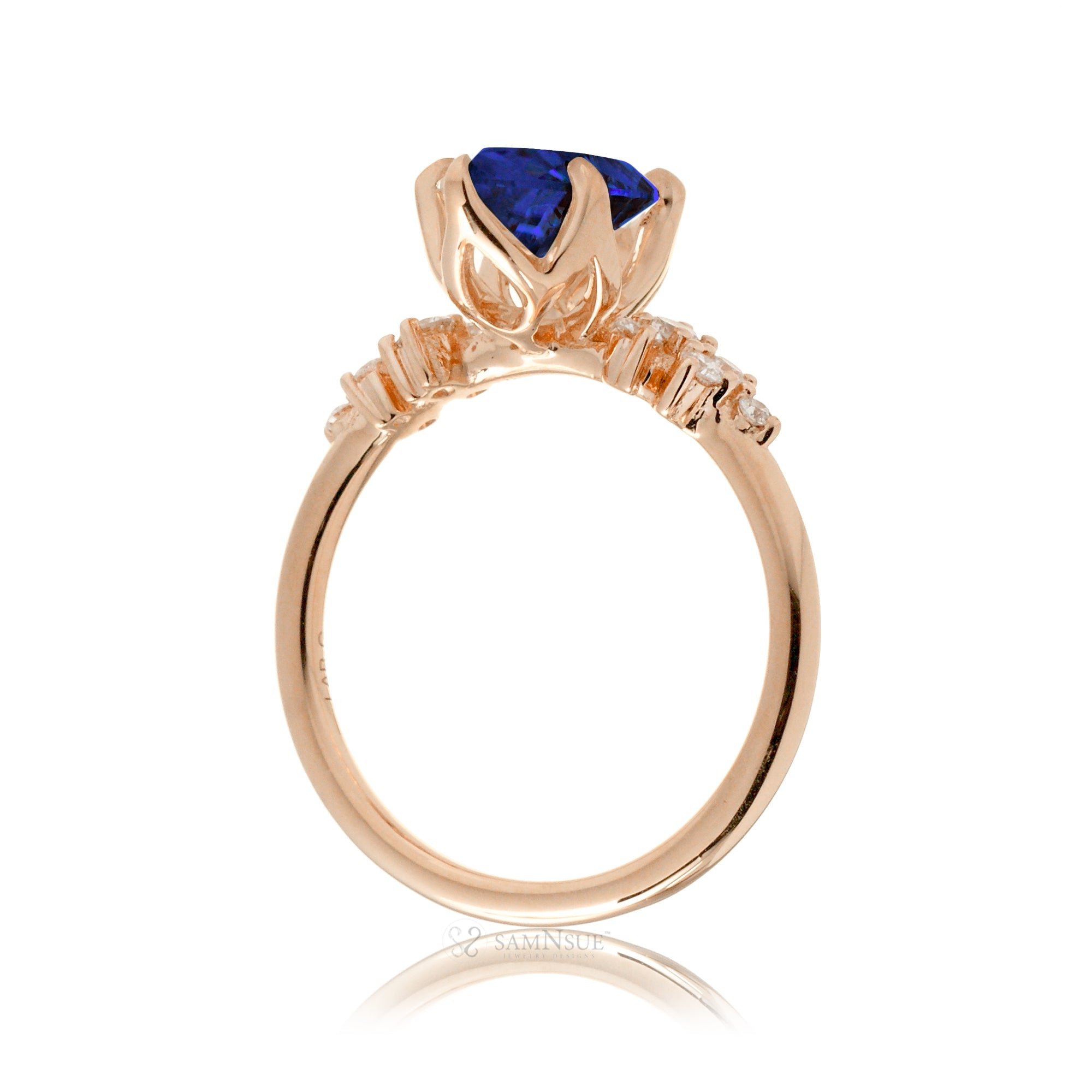 The Stella Pear Cut Blue Sapphire Ring (Lab-Grown)