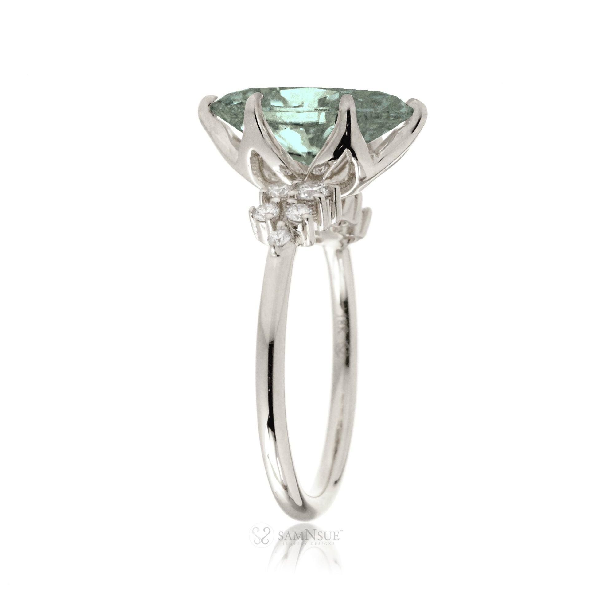 The Stella Marquise Cut Green Sapphire And Diamond Ring