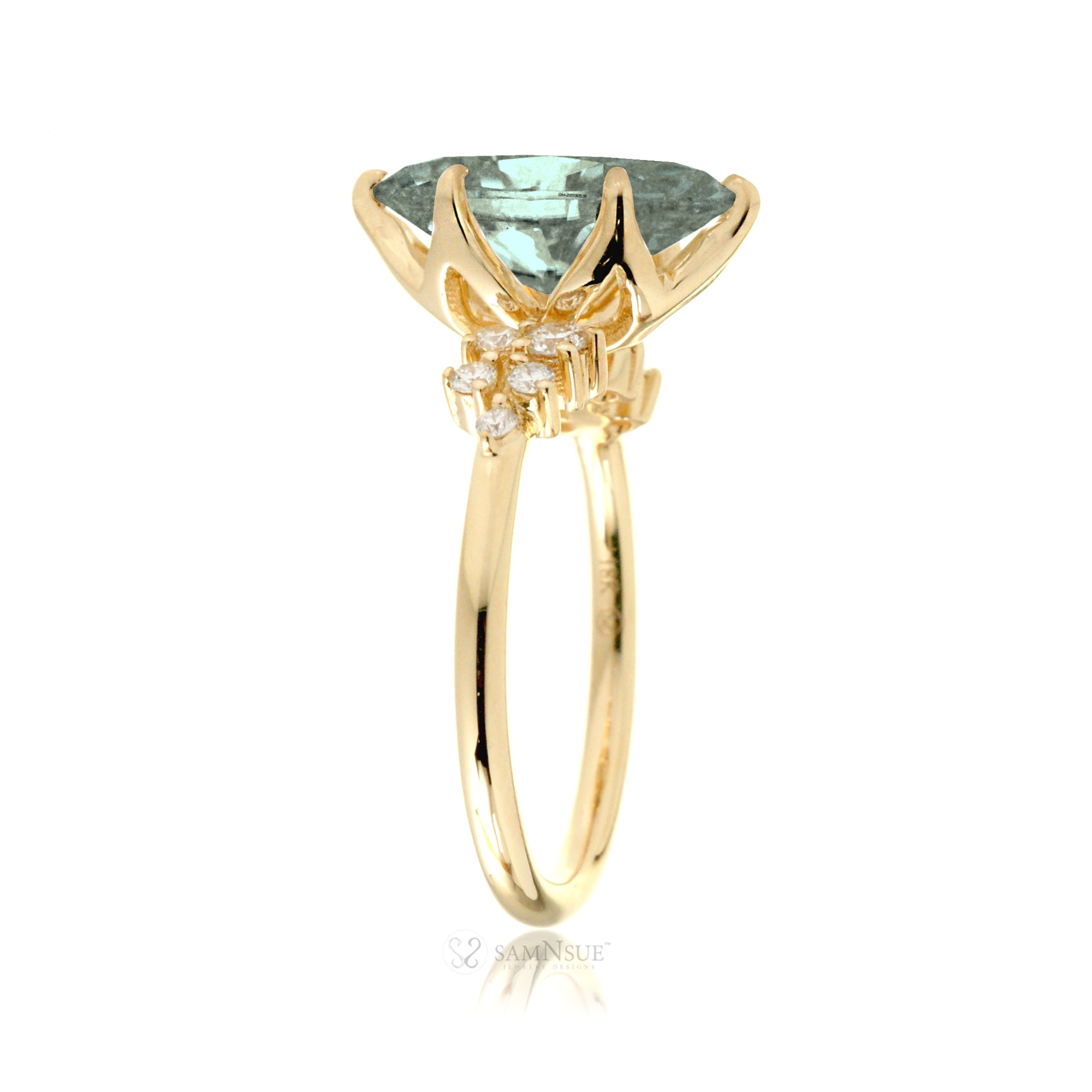 The Stella Marquise Cut Green Sapphire And Diamond Ring