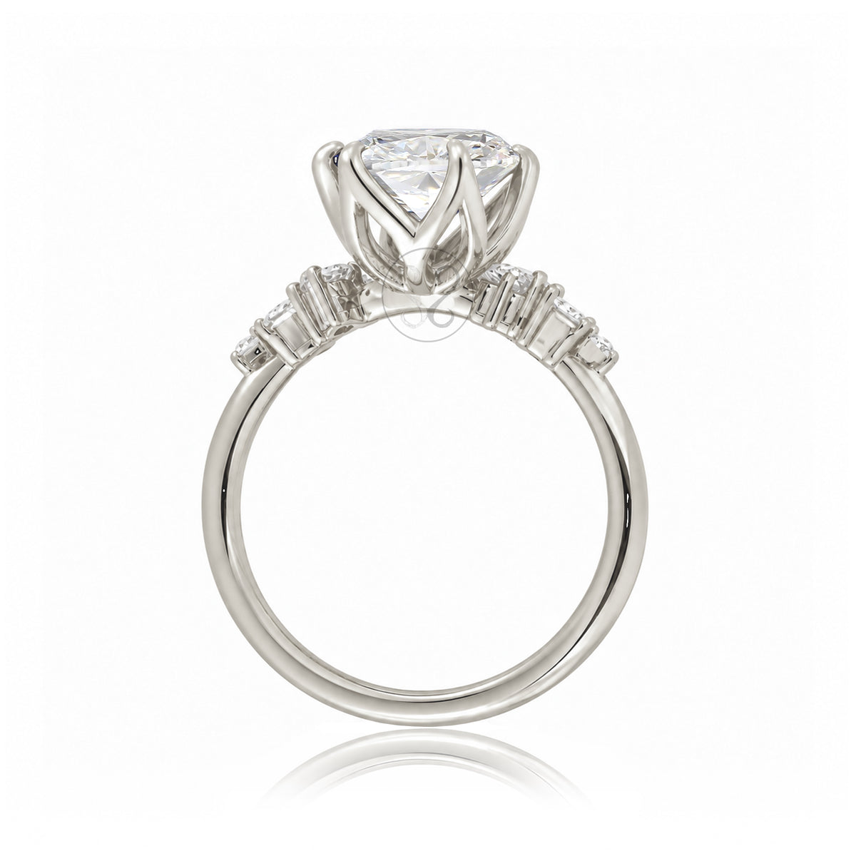 Oval cut diamond engagement ring with white gold