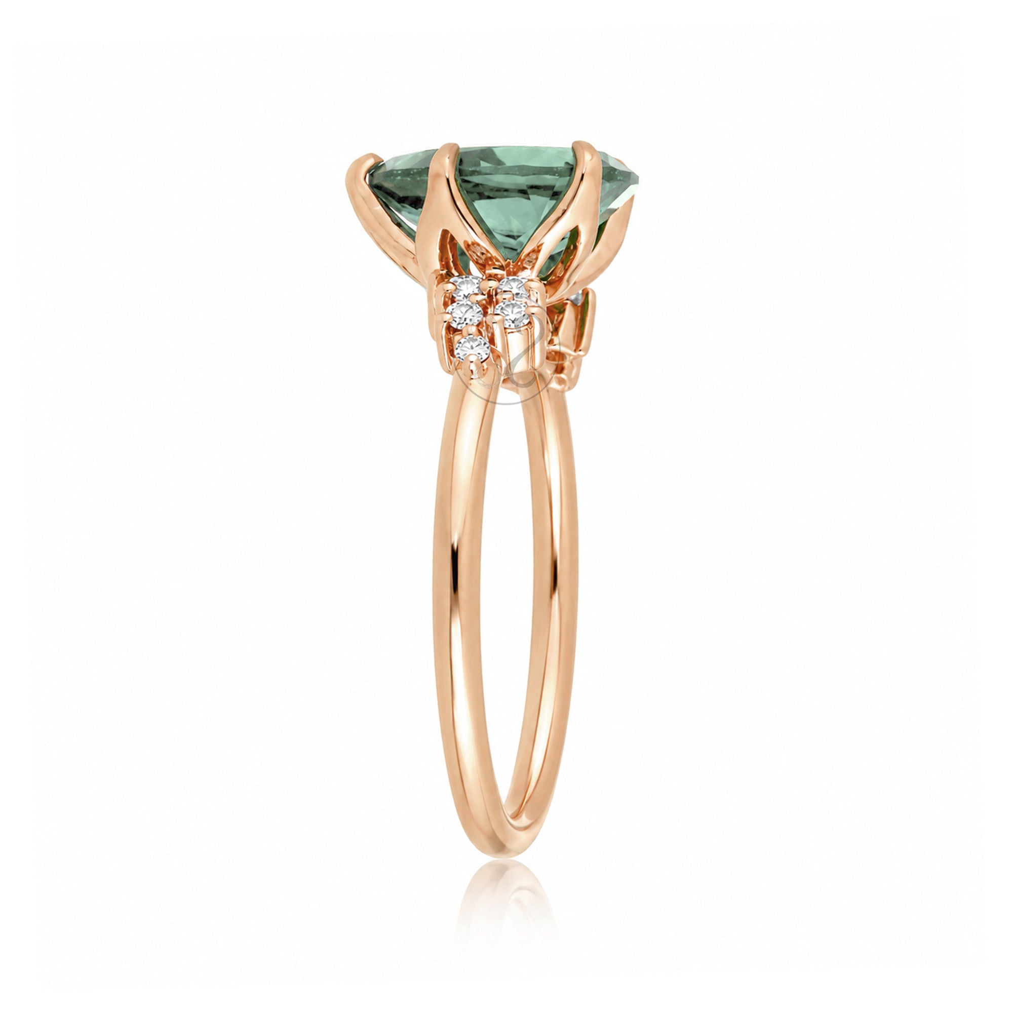 The Stella Pear Cut Green Sapphire Ring