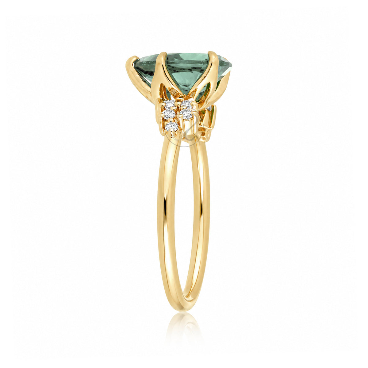 The Stella Pear Cut Green Sapphire Ring