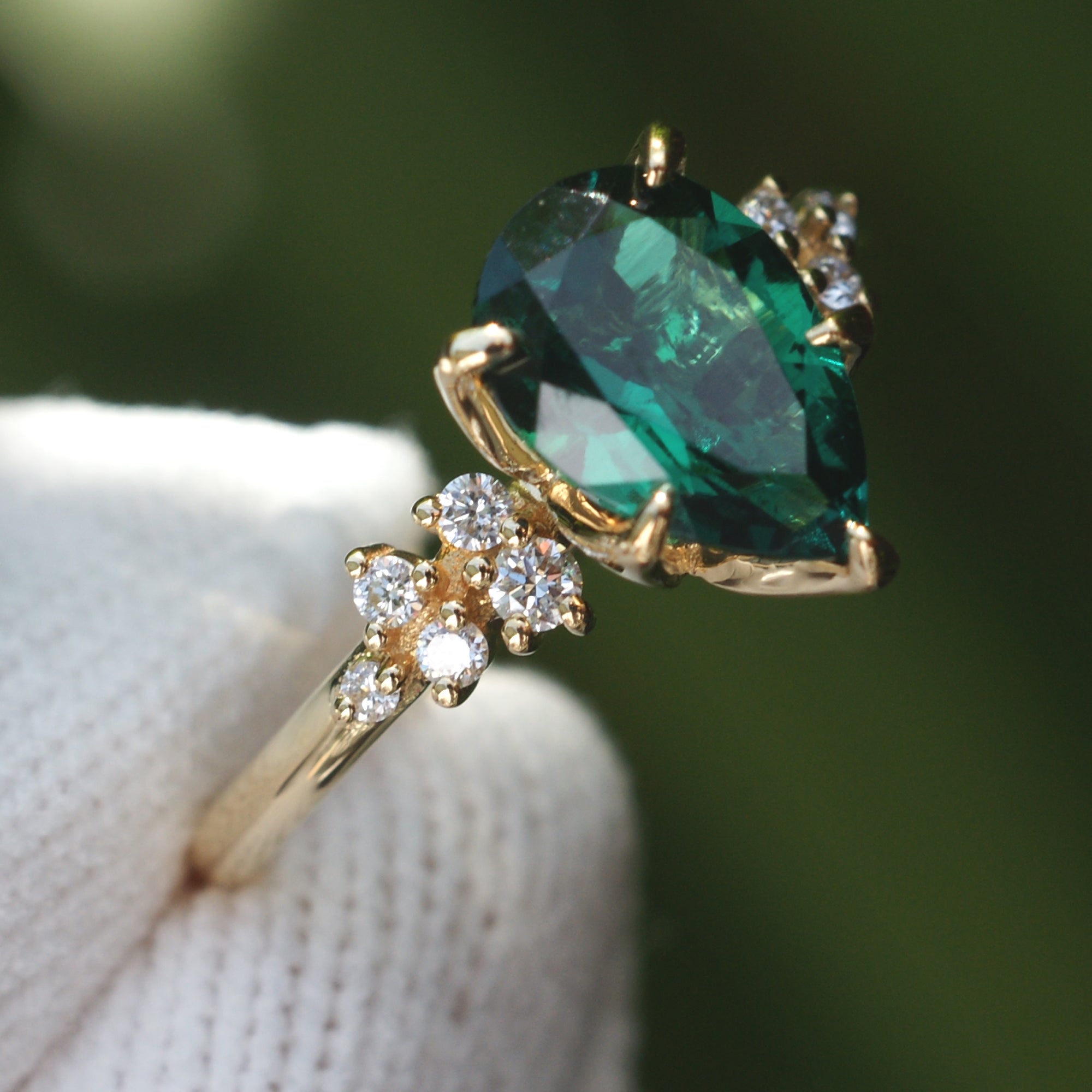 The Stella Pear Cut Emerald Ring