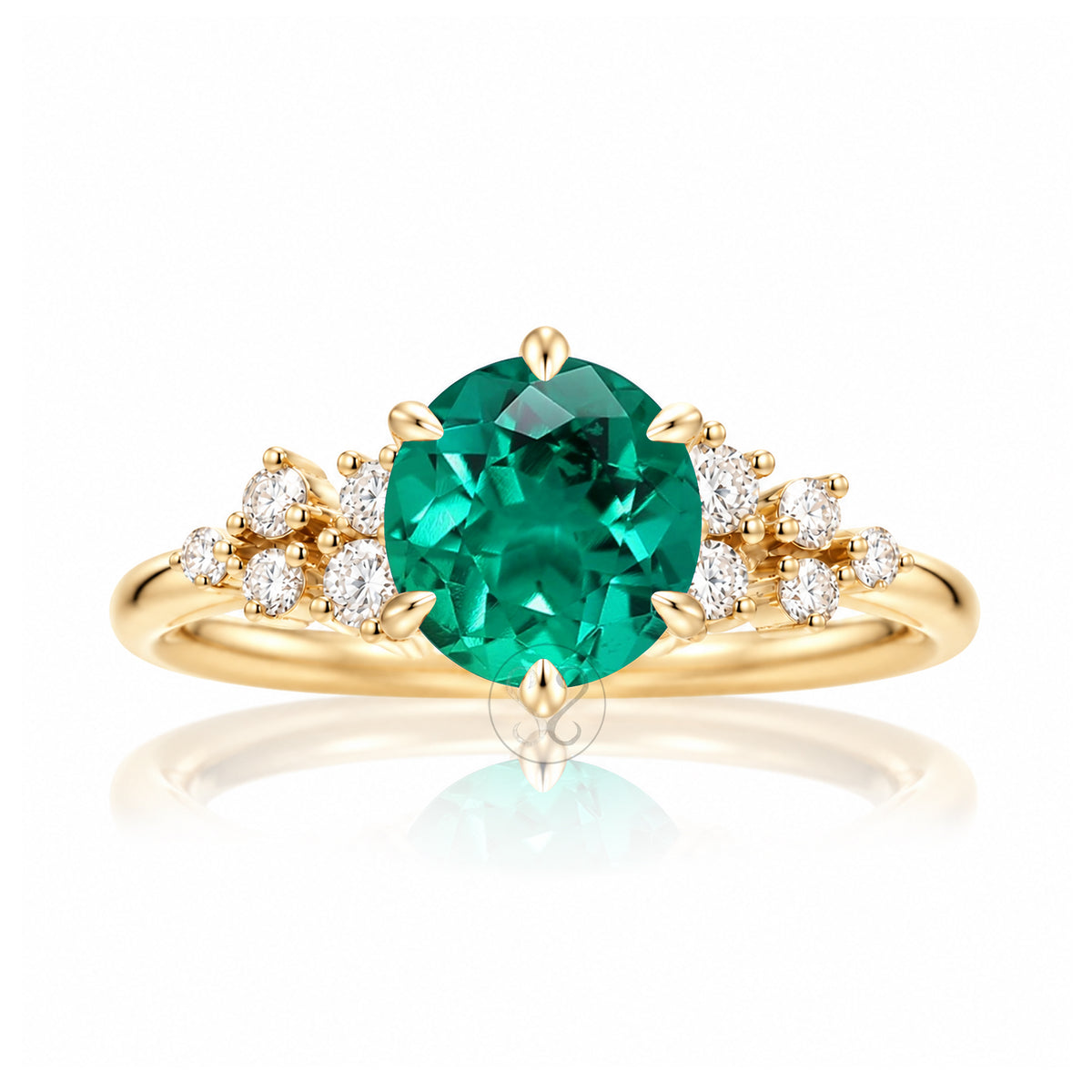 The Stella Round Emerald Ring