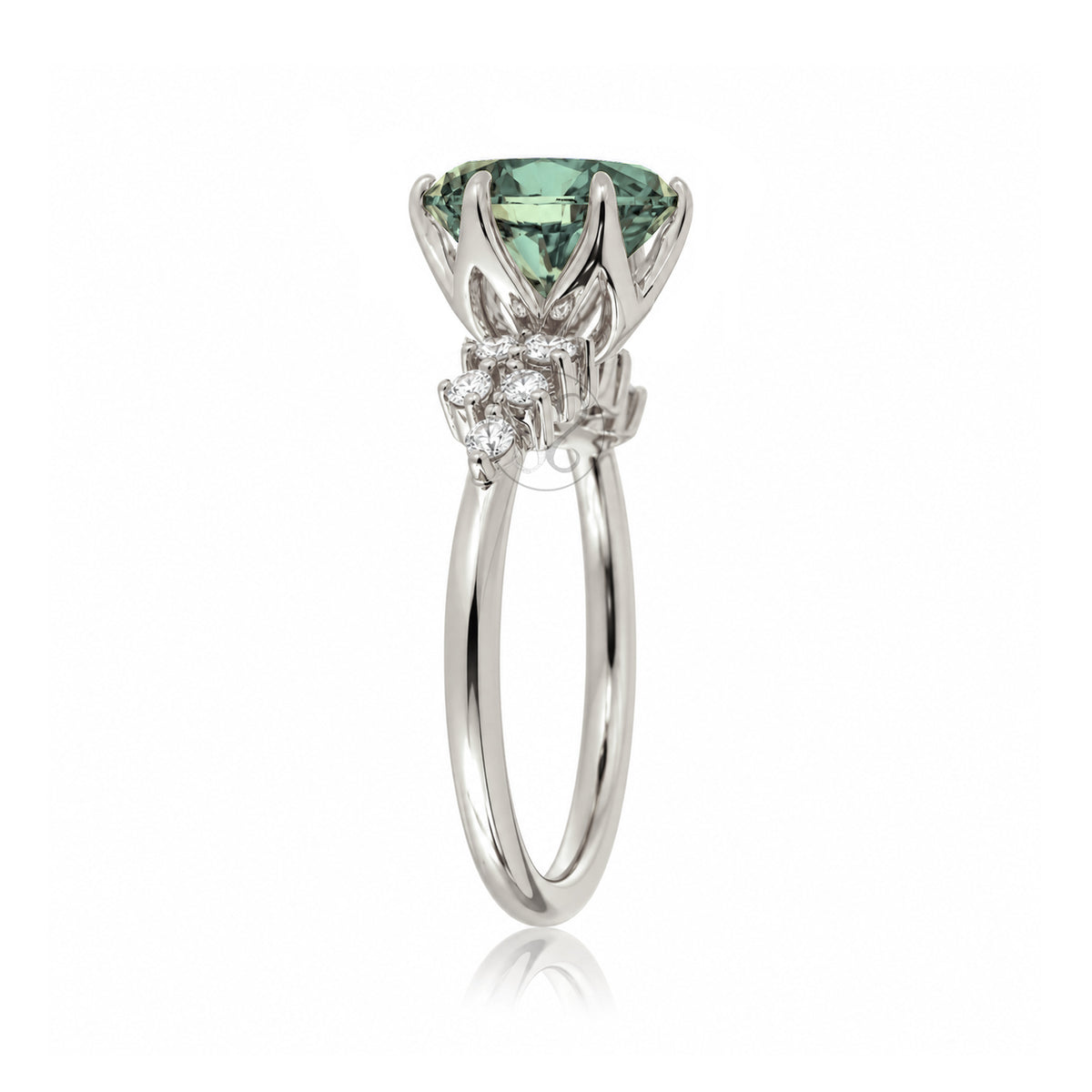 The Stella Round Green Sapphire Ring