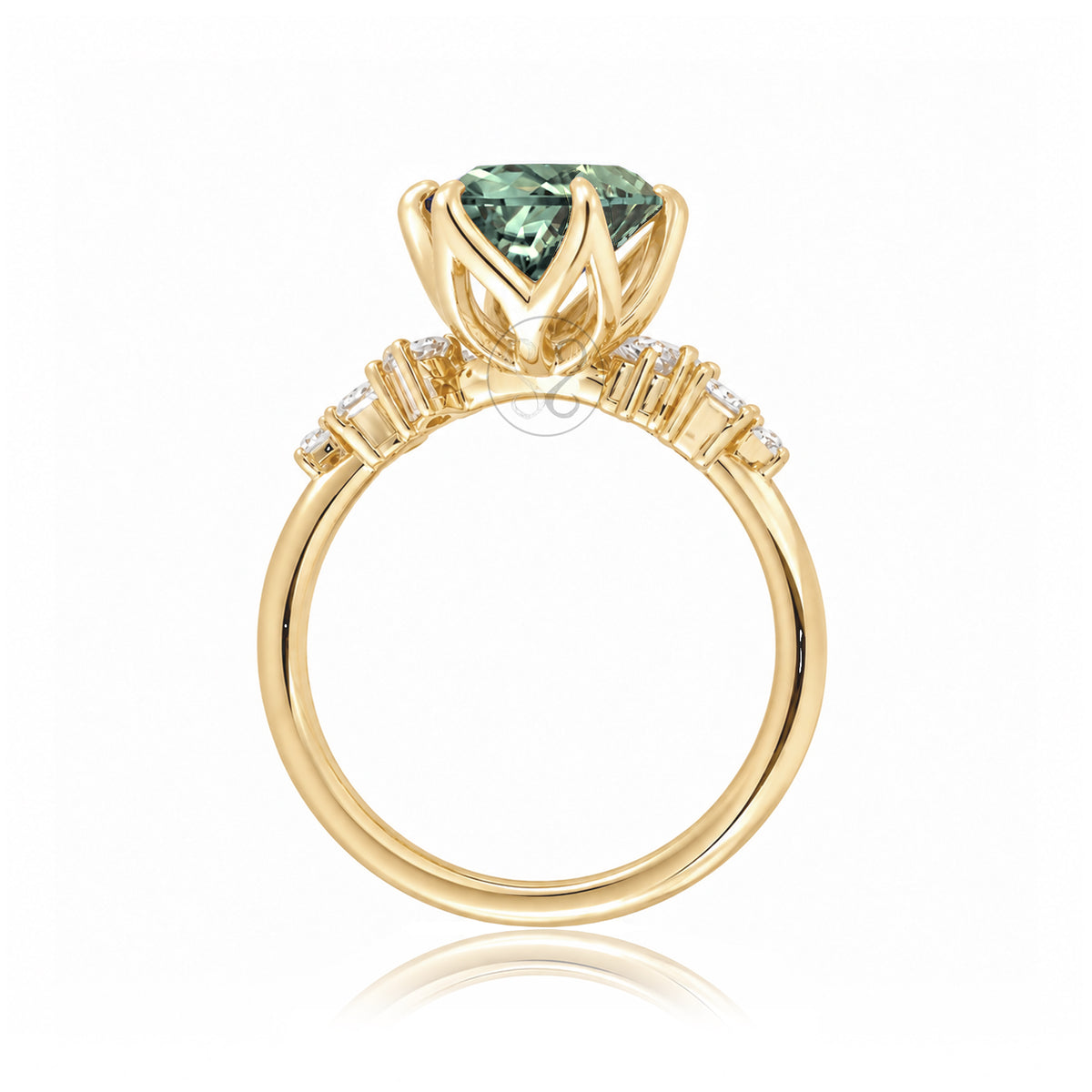 The Stella Round Green Sapphire Ring