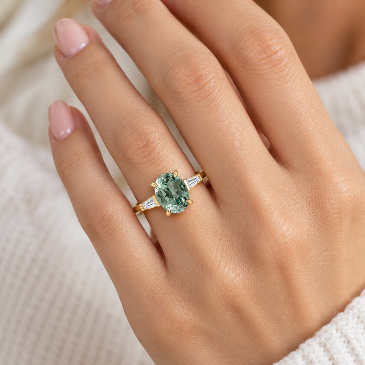 The Alice Oval Green Sapphire Ring