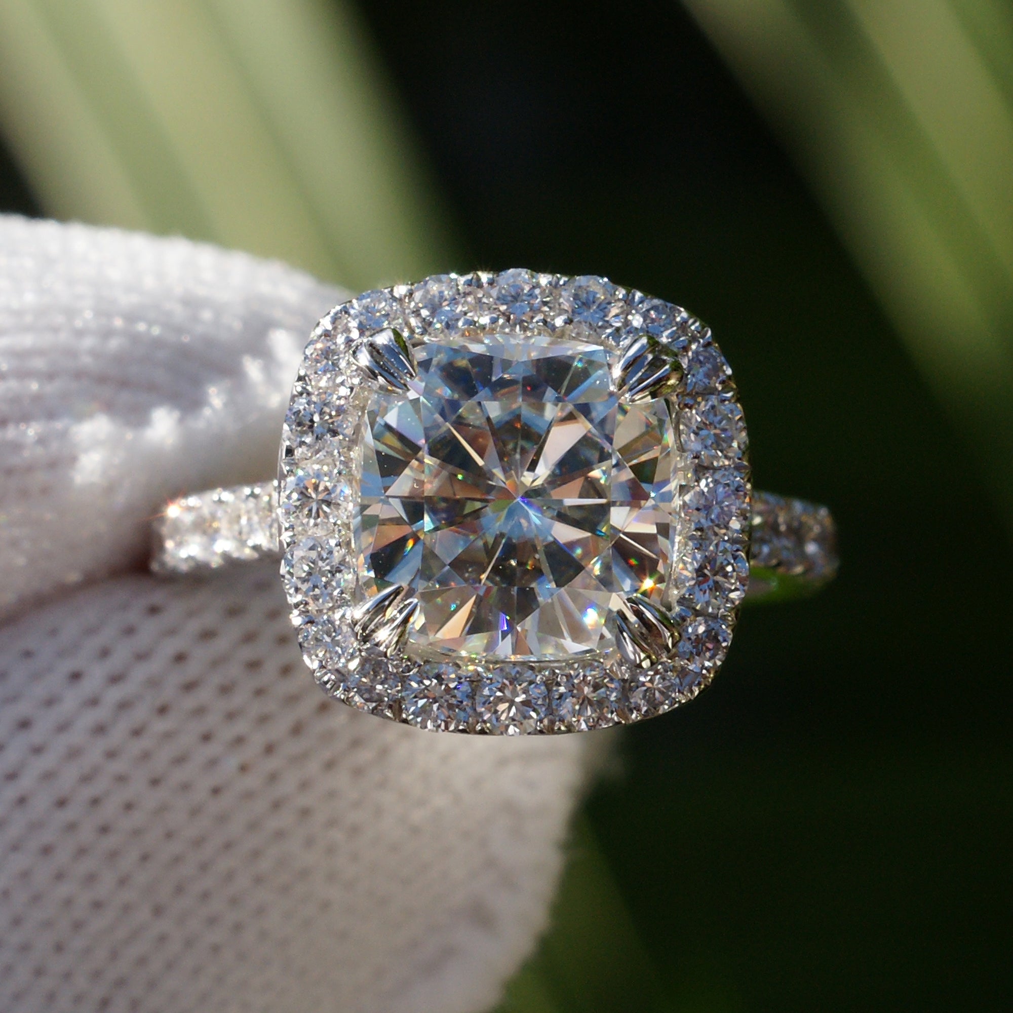 The Aurora Cushion Moissanite Ring