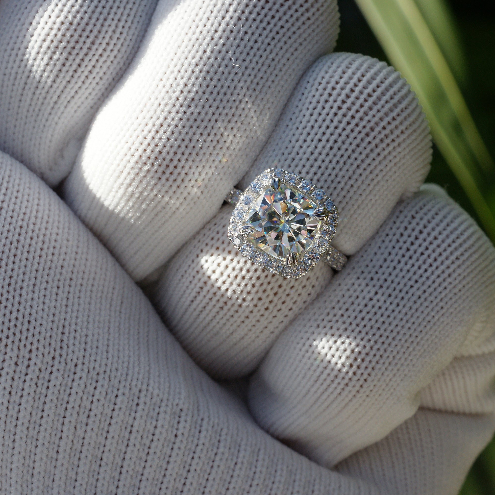 The Aurora Cushion Moissanite Ring