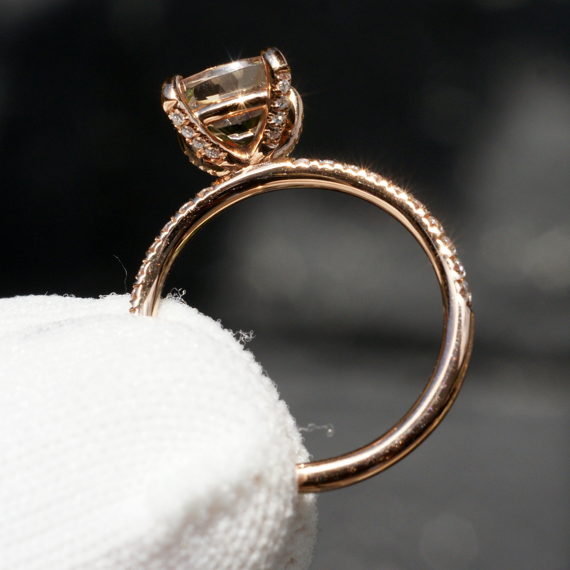 Cushion Morganite Ring 7x7mm 14k Rose Gold - The Ava