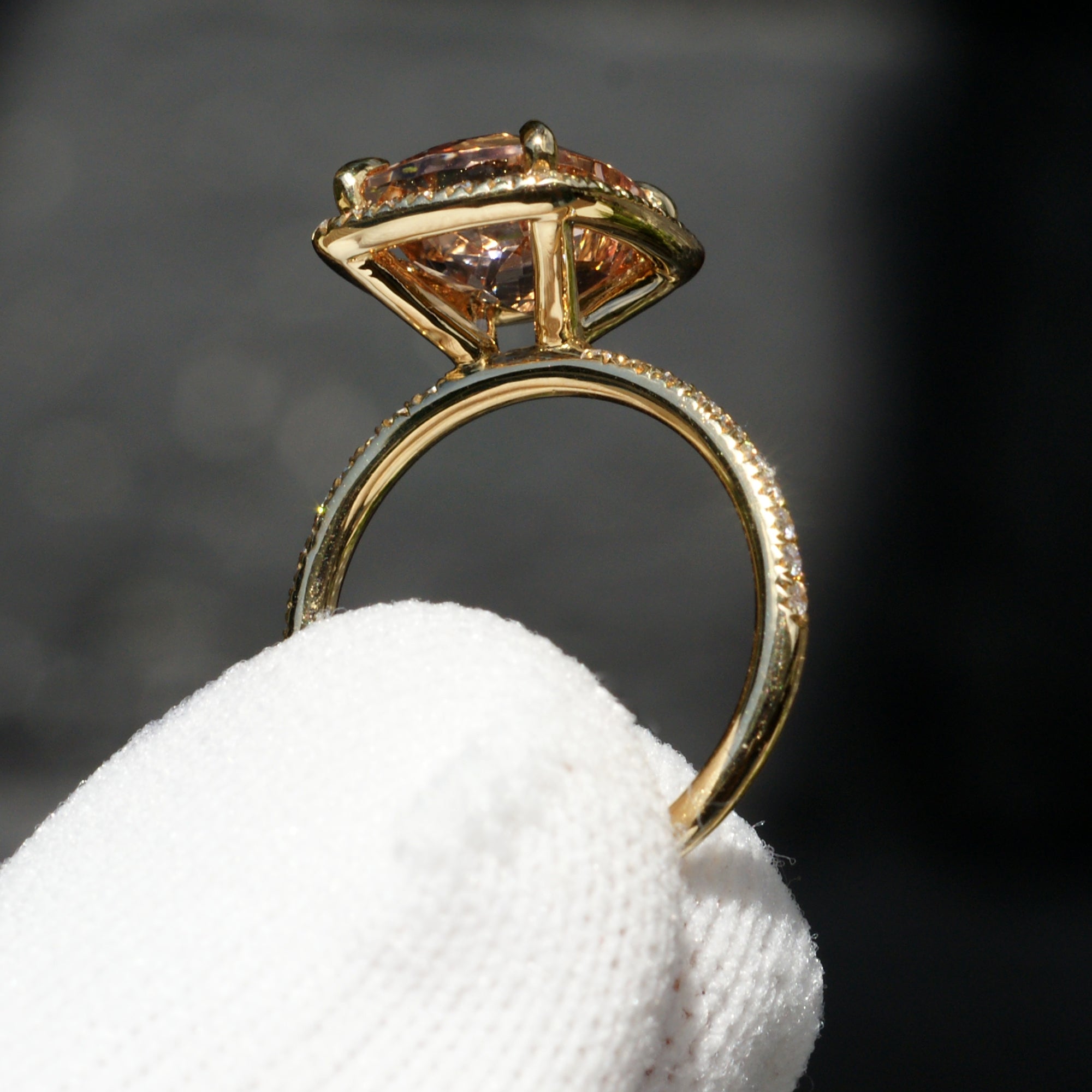 Cushion Morganite Ring 10x8mm 18k Yellow Gold - The Caitlin