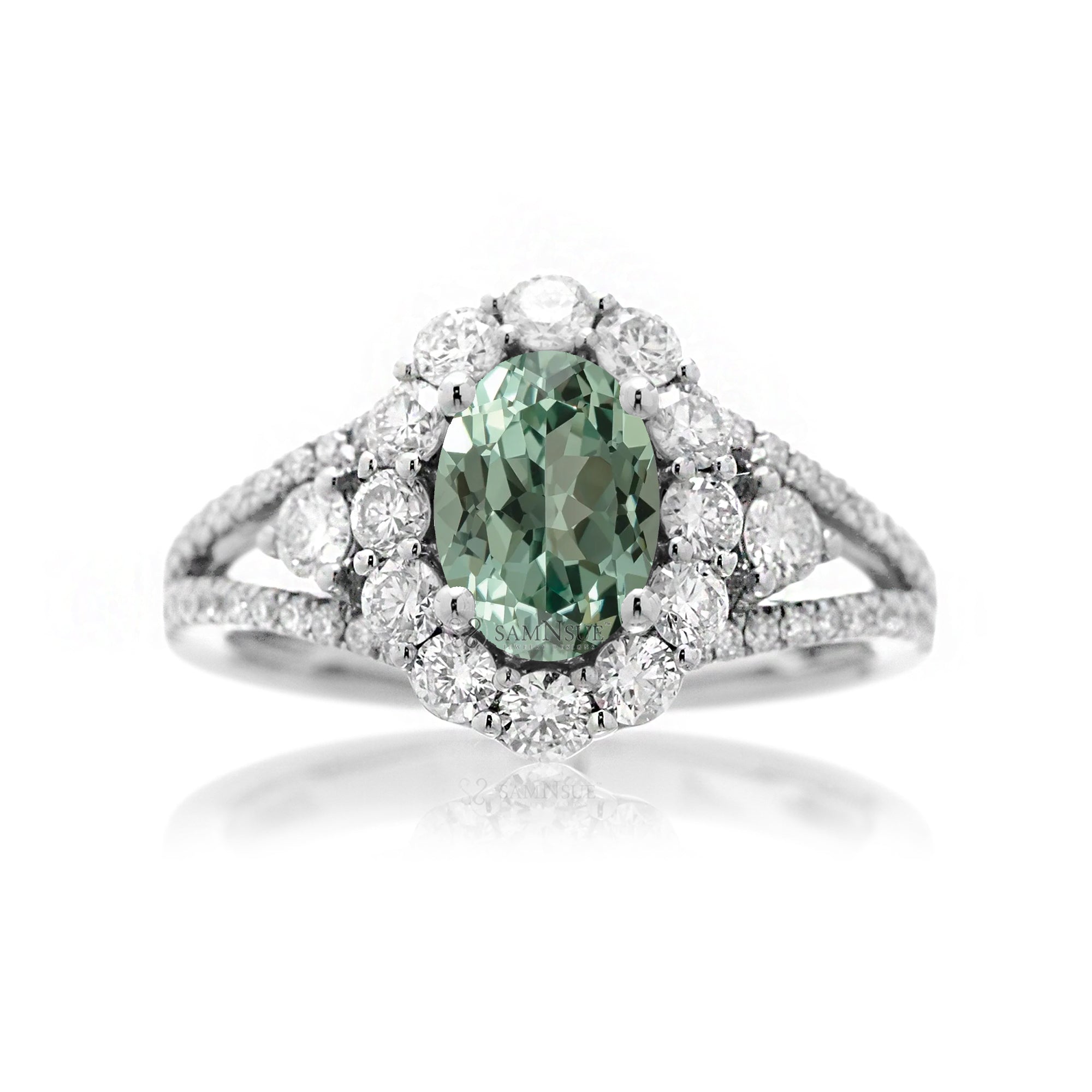 The Chelsea Oval Cut Green Sapphire Ring