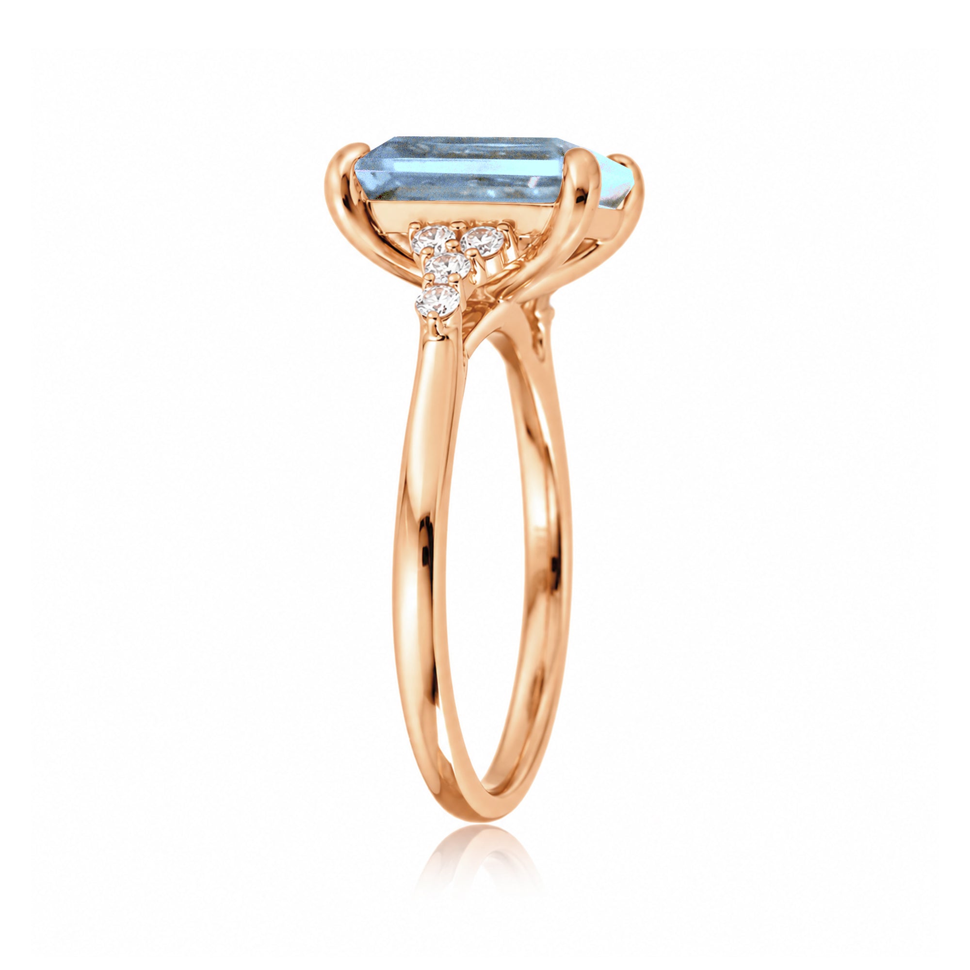 The Chloe Emerald Step Cut Aquamarine Ring
