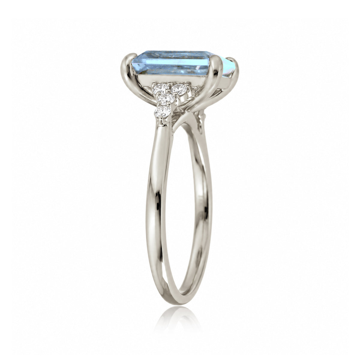 The Chloe Emerald Step Cut Aquamarine Ring