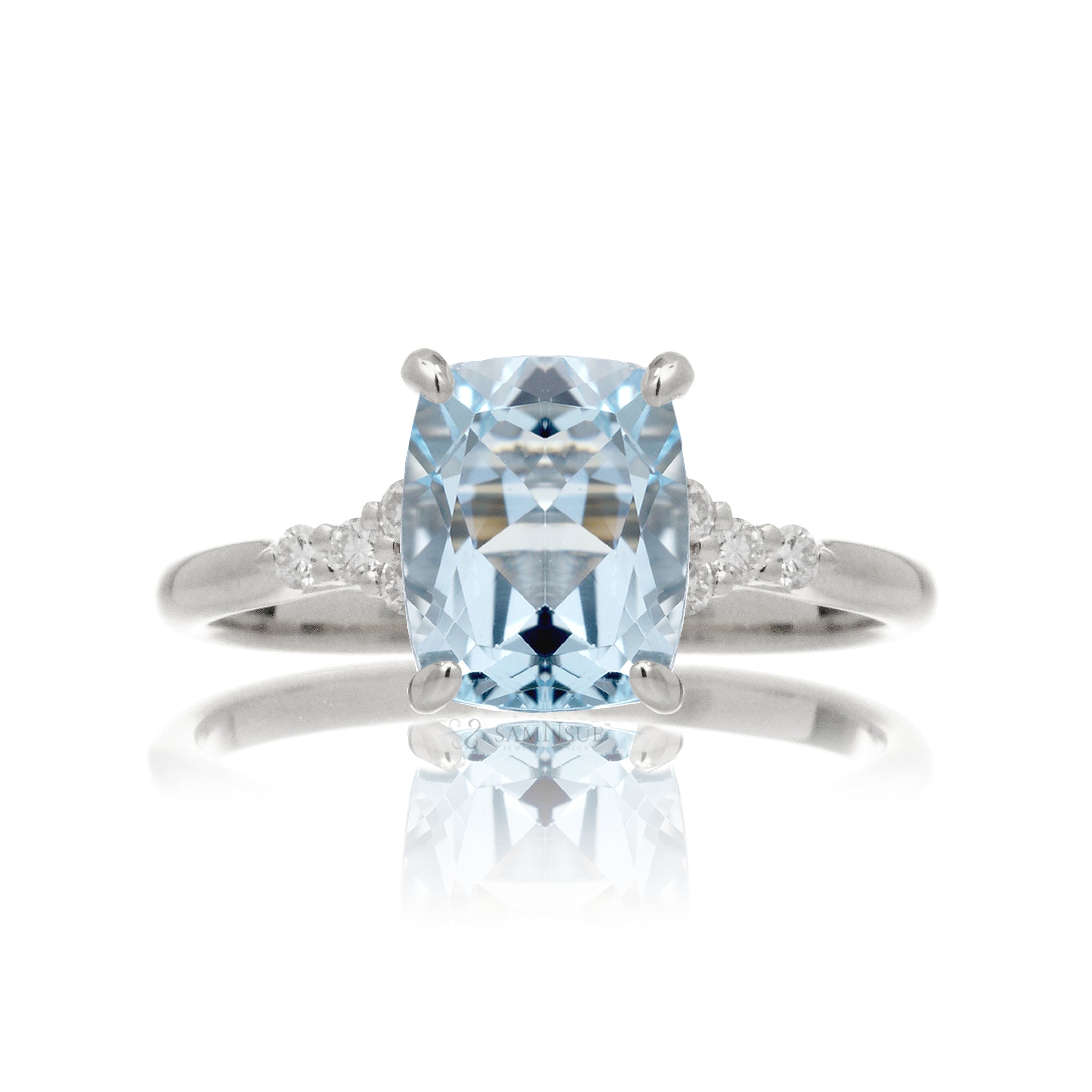 The Chloe Cushion Cut Aquamarine Ring