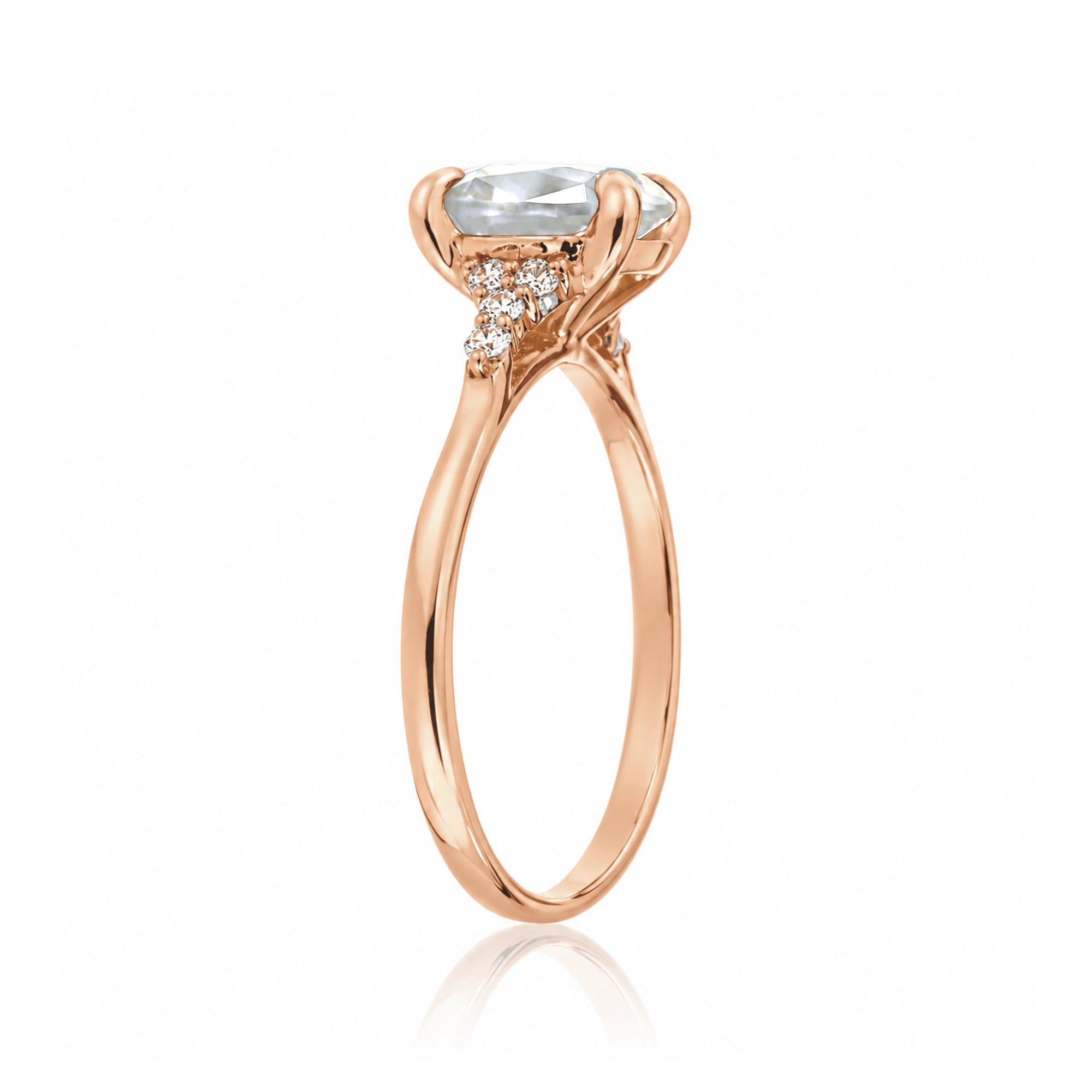 Cushion old mine cut diamond engagement ring the Chloe rose gold