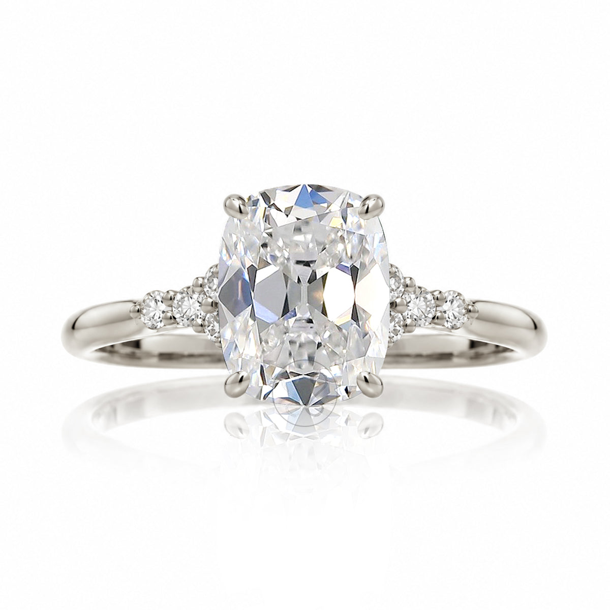 Cushion old mine cut diamond engagement ring the Chloe white gold