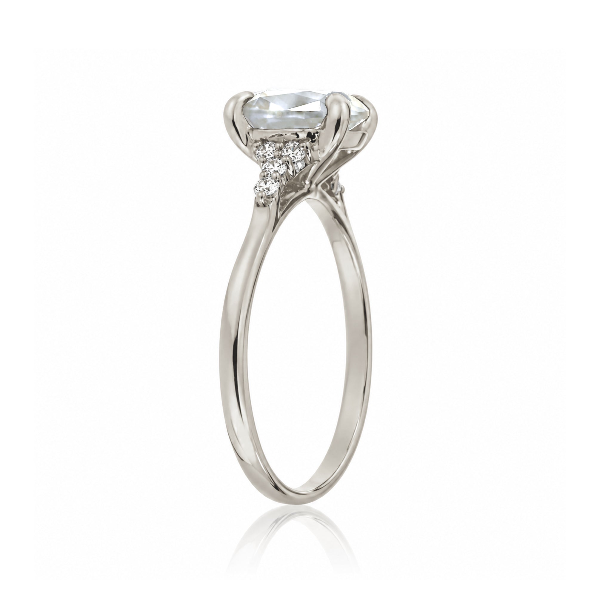 Cushion old mine cut diamond engagement ring the Chloe white gold