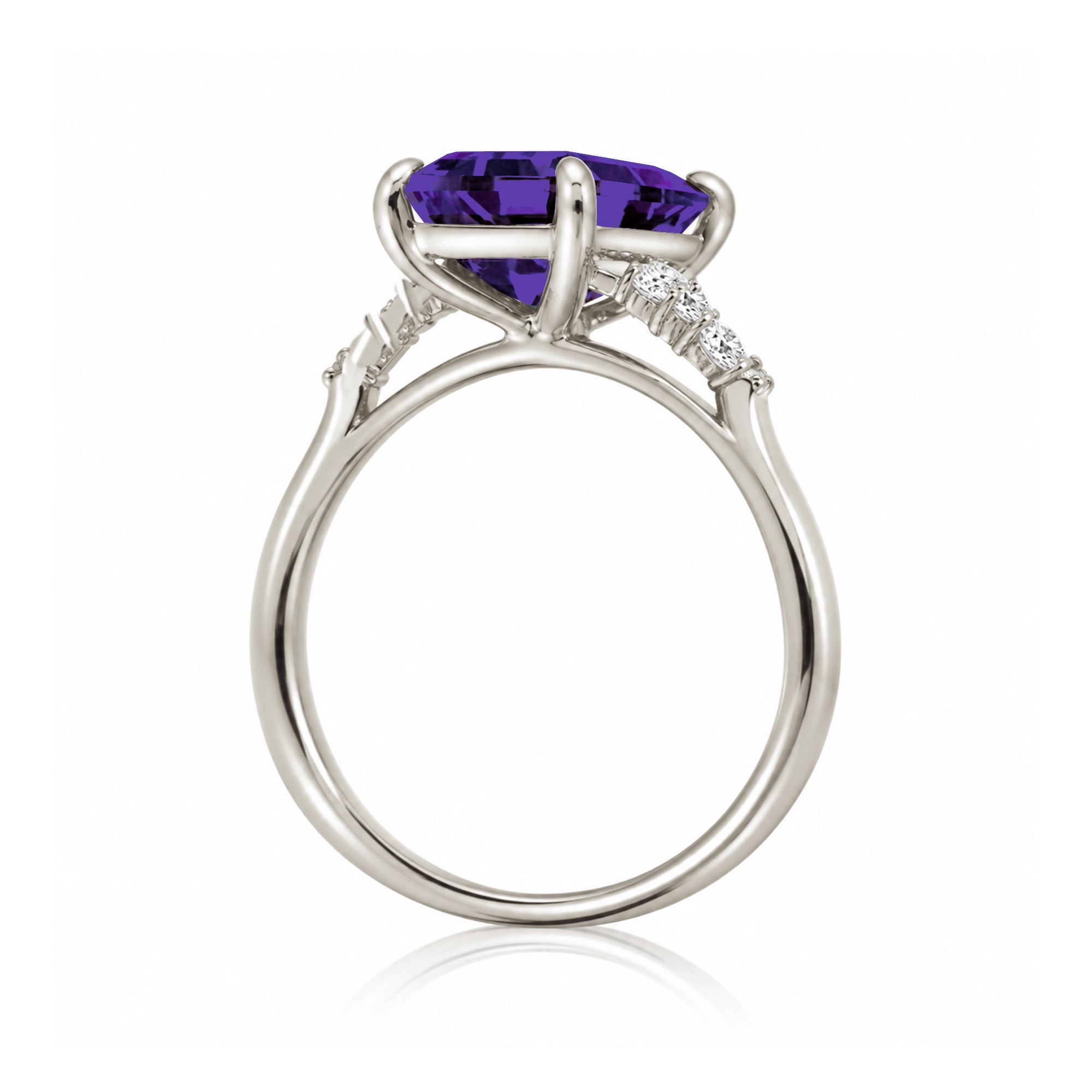 The Chloe Emerald Step Cut Amethyst Ring