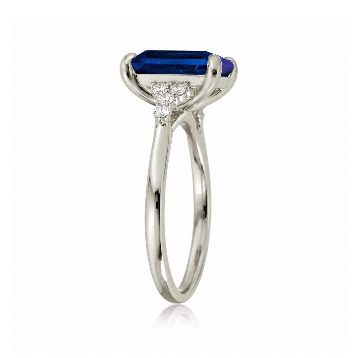 The Chloe Emerald Step Cut Blue Sapphire Ring
