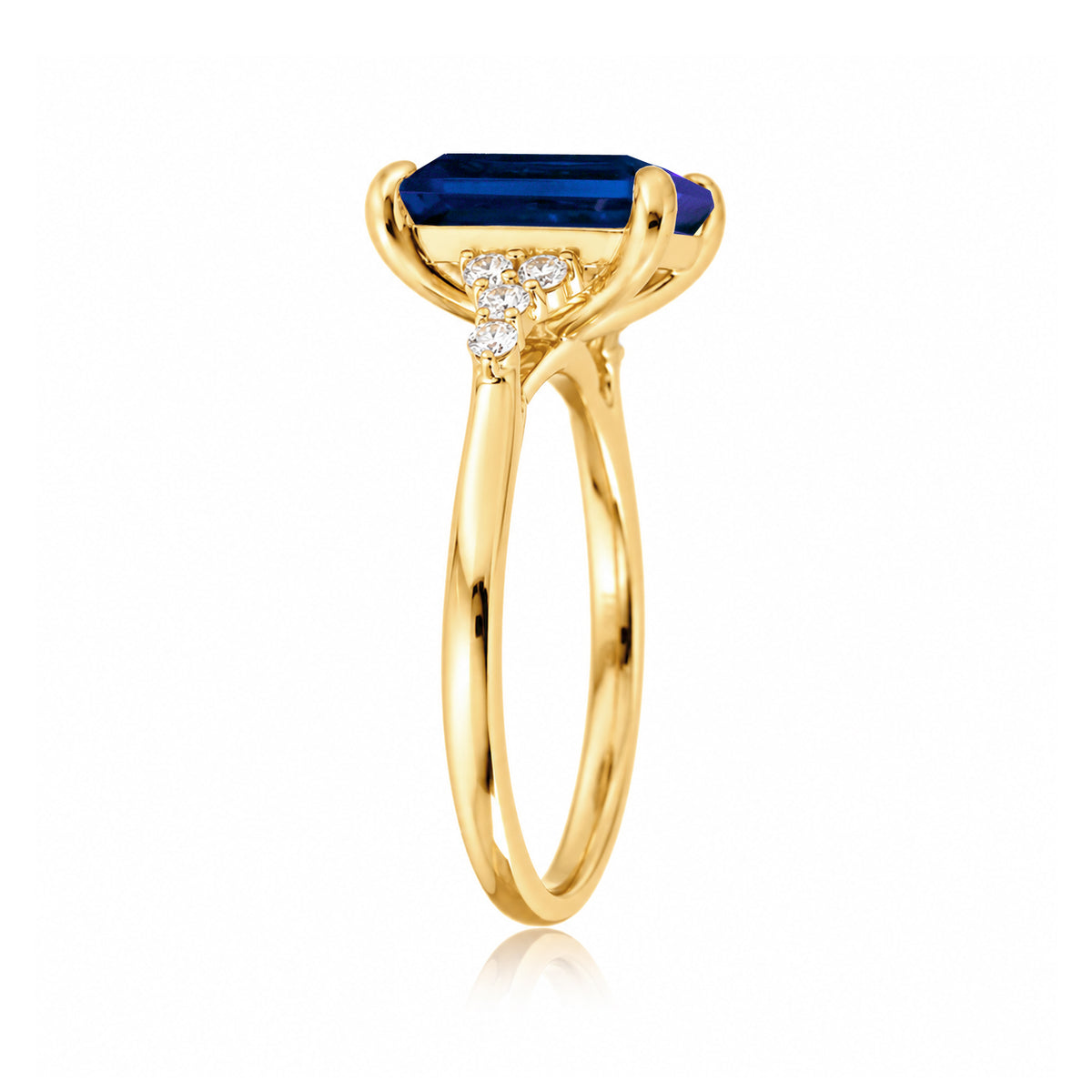 The Chloe Emerald Step Cut Blue Sapphire Ring
