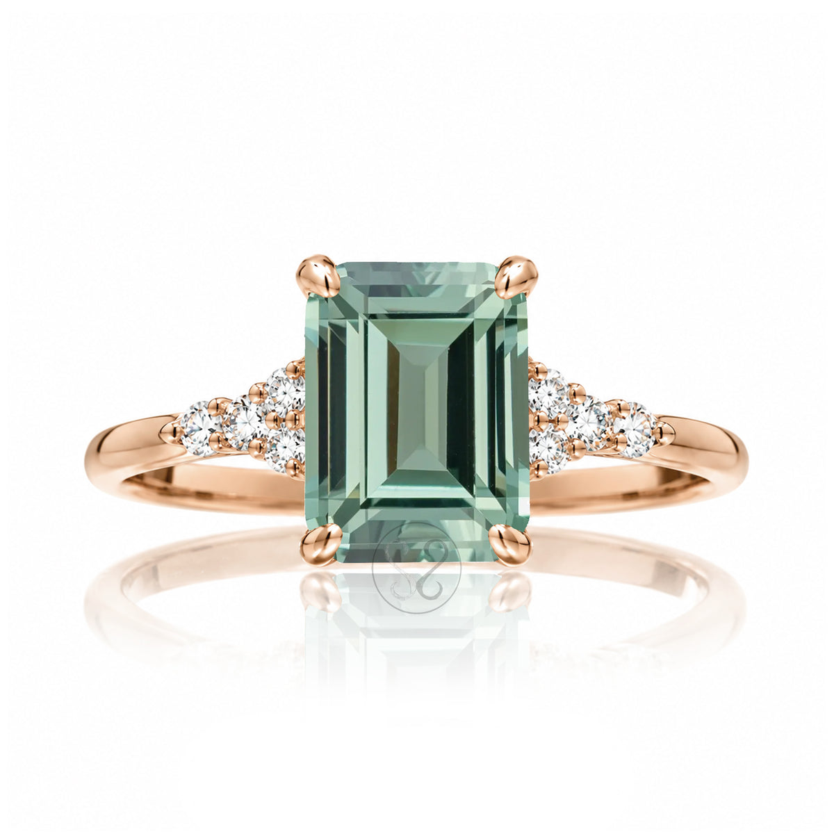 The Chloe Emerald Step Cut Green Sapphire Ring