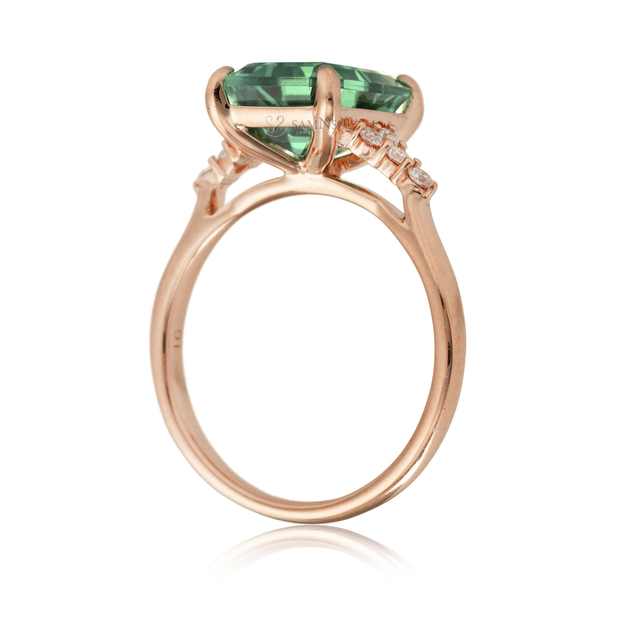 The Chloe Emerald Step Cut Green Sapphire Ring