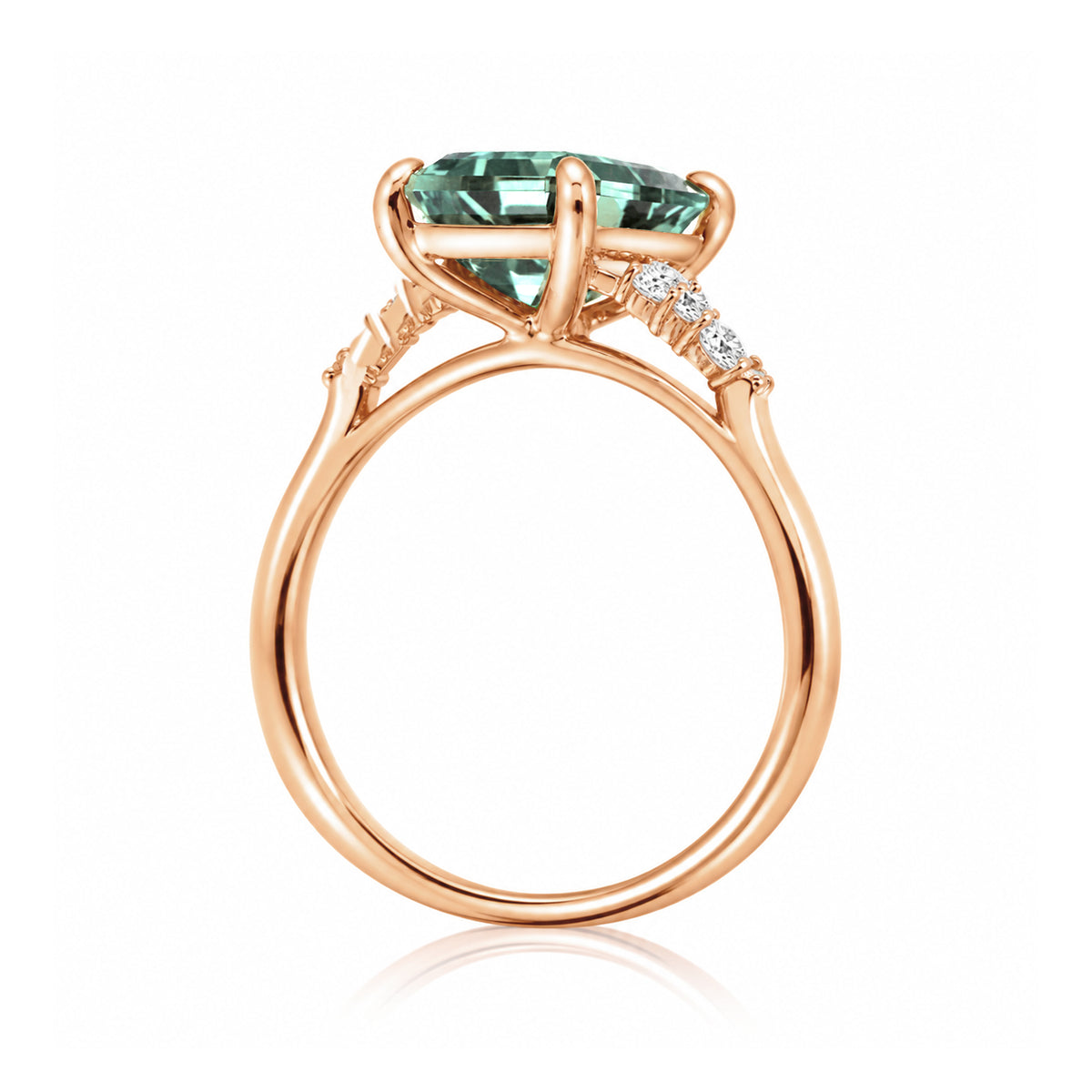 The Chloe Emerald Step Cut Green Sapphire Ring