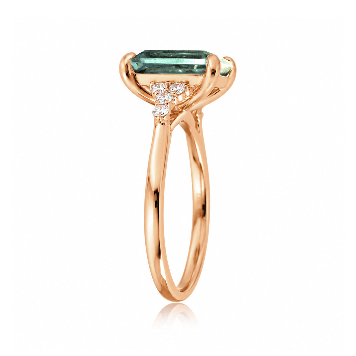 The Chloe Emerald Step Cut Green Sapphire Ring