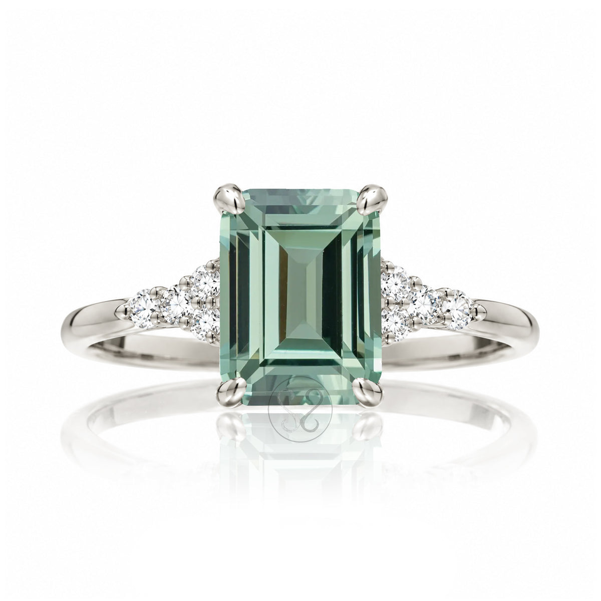 The Chloe Emerald Step Cut Green Sapphire Ring